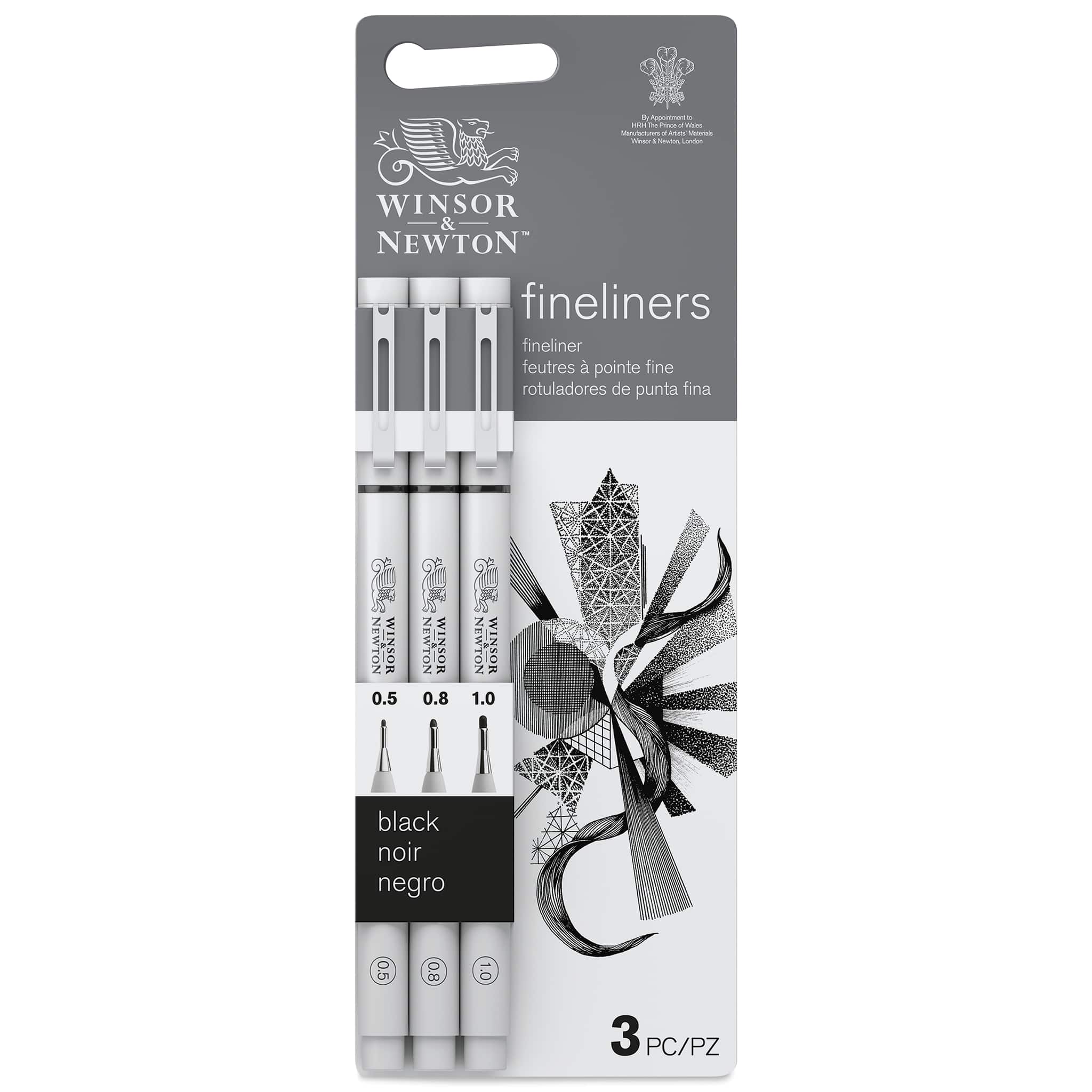 Winsor & Newton Fineliner - Black, Fine, Set of 3