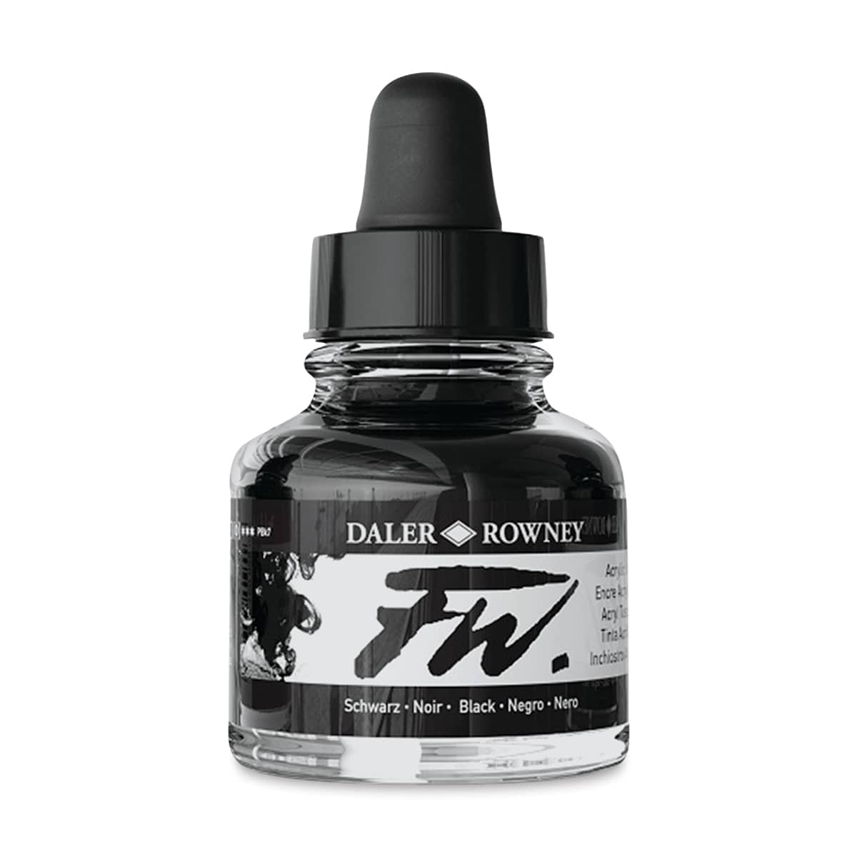 Daler-Rowney® FW Artists' Acrylic Ink, India Black in Black Indian Ink | 1 fl oz
