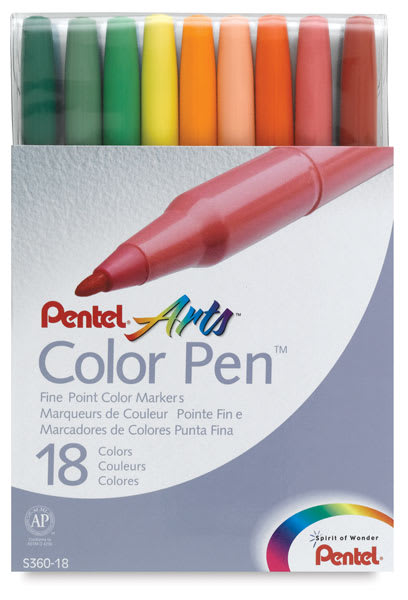 Pentel Color Pen Set - Assorted Colors, Set of 18