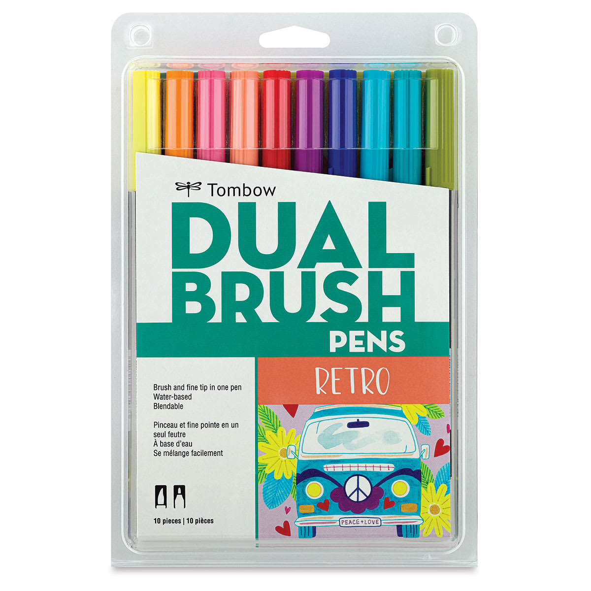 Tombow Dual Brush Pens - Set of 10, Retro Colors