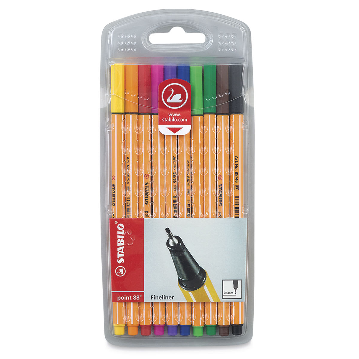 Stabilo Point 88 Fineliner Pen Set - Set of 10, Wallet, Assorted Colors