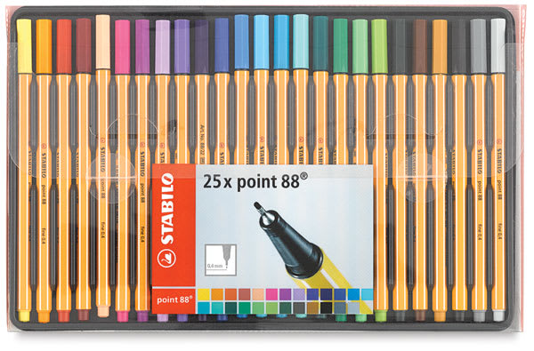 Stabilo Point 88 Fineliner Pen Set - Set of 25, Wallet, Assorted Colors