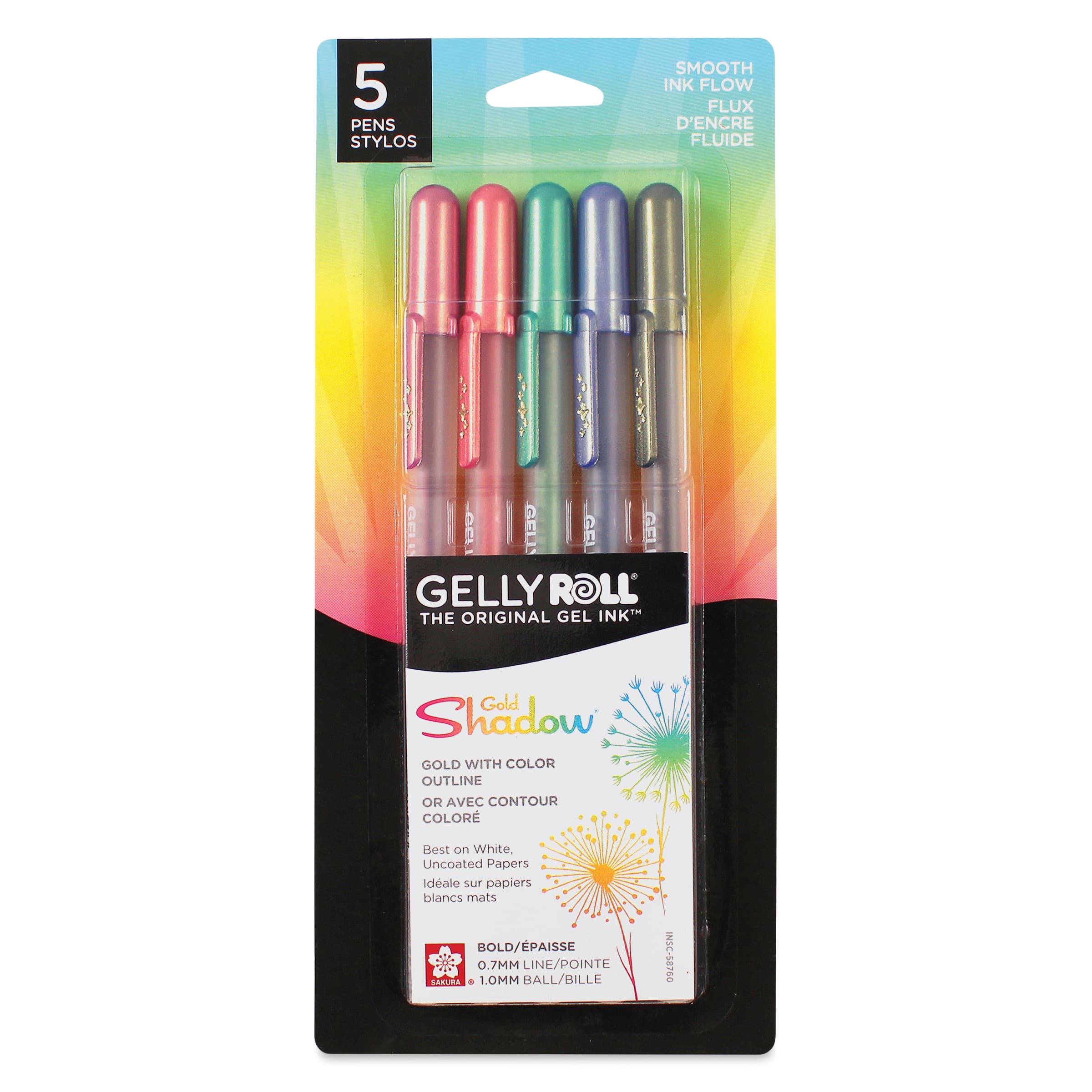 Sakura Gelly Roll Gold-Silver Shadow Pens - Set of 5, Gold Shadow, Bold