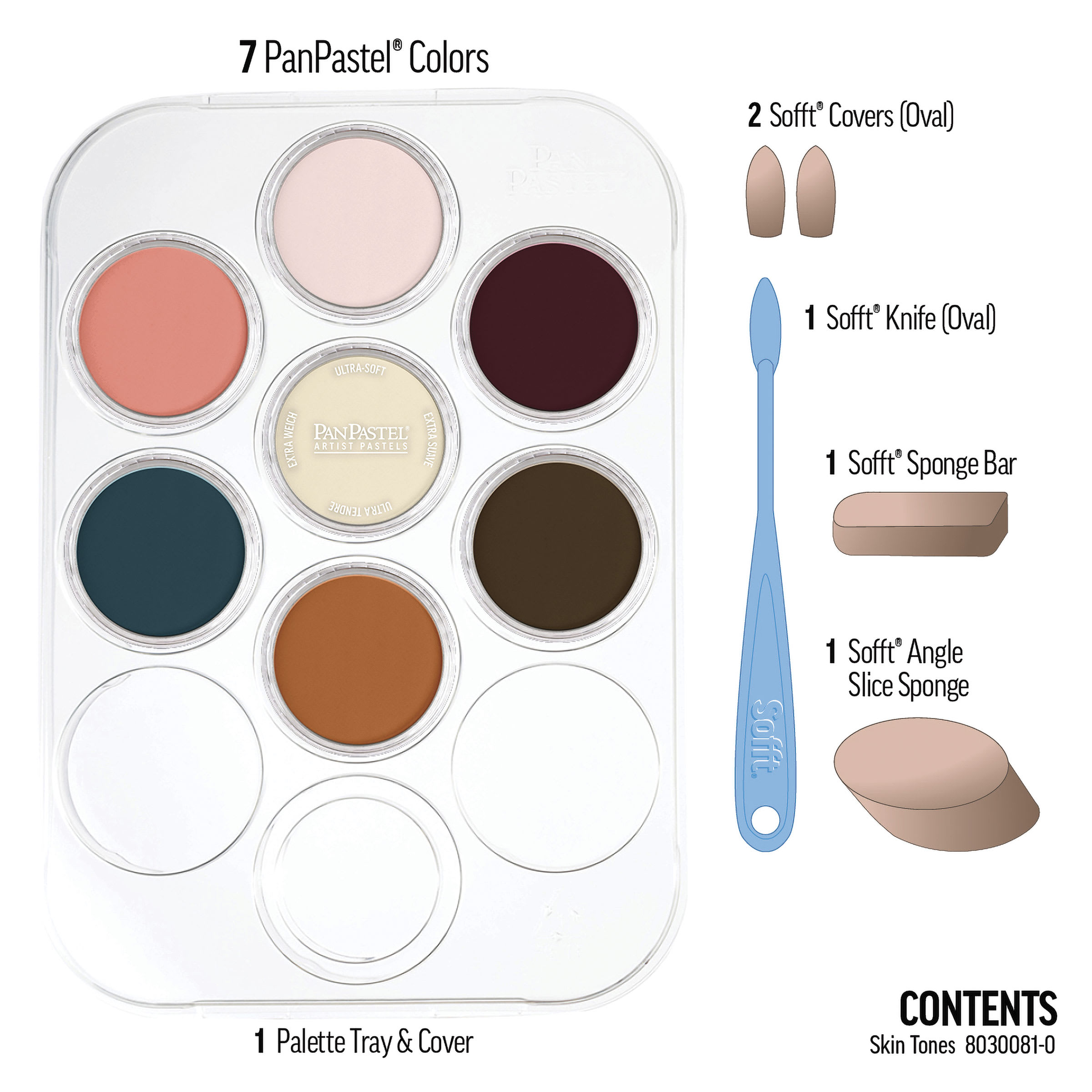 PanPastel Artists' Painting Pastels Set - Skin Tones, Set of 7