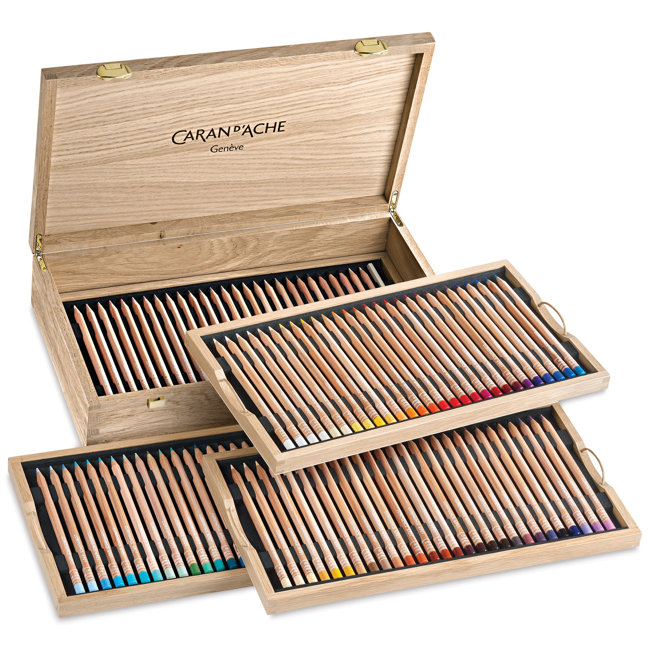 Caran d'Ache Luminance Colored Pencils - Set of 100, Wood Box, Assorted Colors