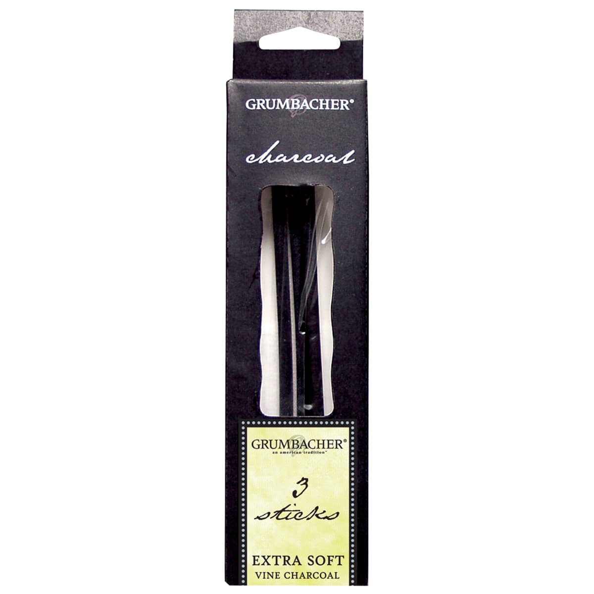 Grumbacher Vine Charcoal ExtraSoft 3Pkg