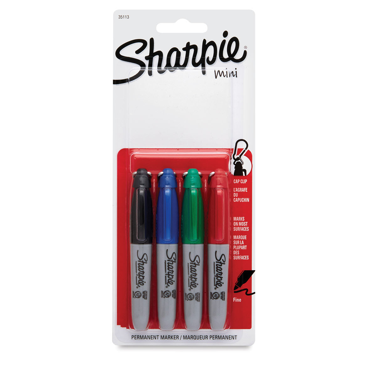 Sharpie Mini Permanent Markers, Fine Tip, Assorted, 4/Pack (35113), Green | Quill