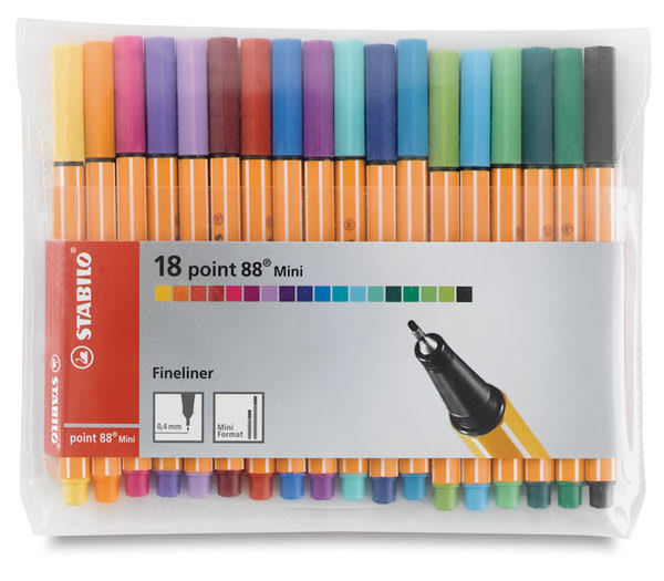 Stabilo Point 88 Mini Pen - Assorted Colors, Set of 18