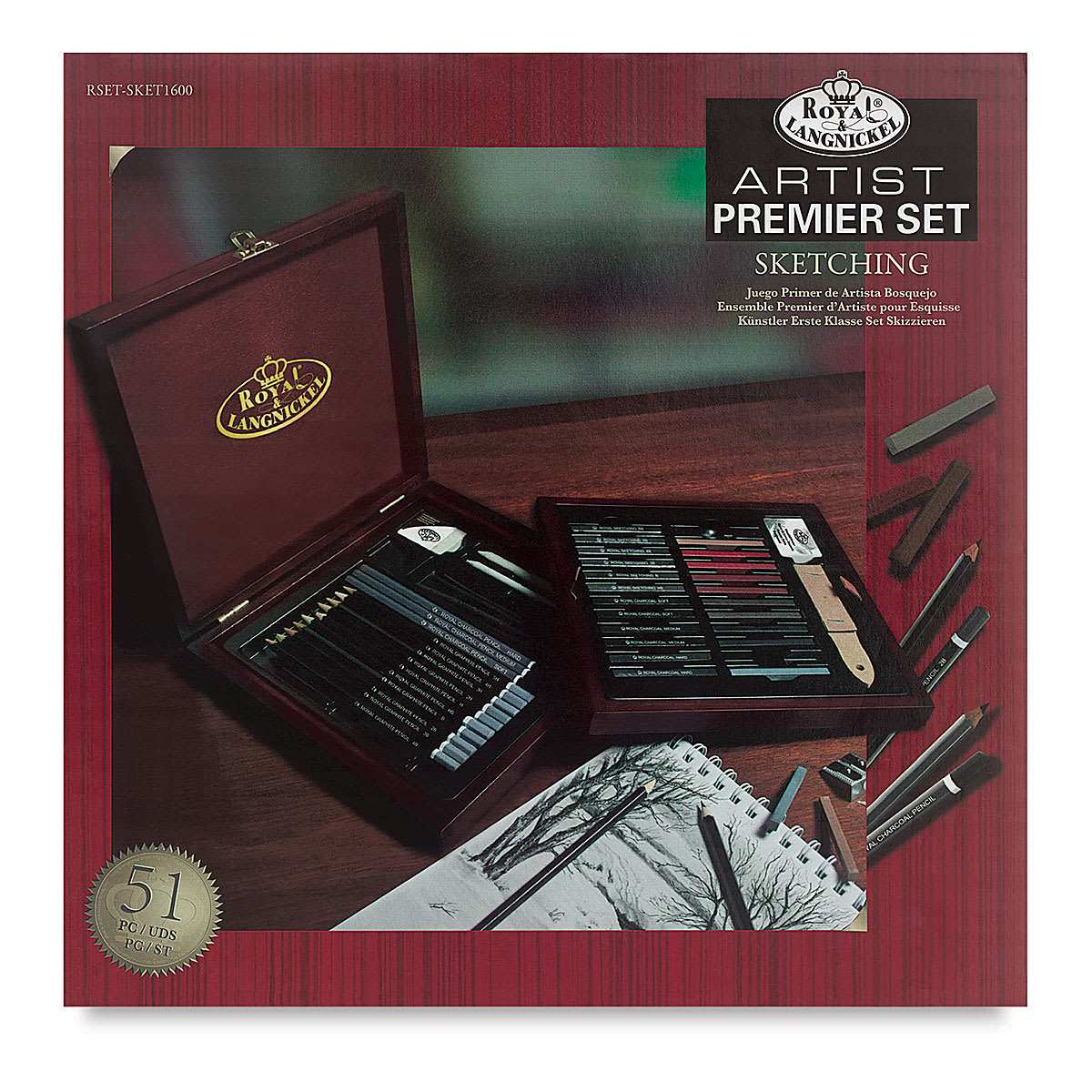 Royal & Langnickel Premier Sketching Set - Wooden Box Set