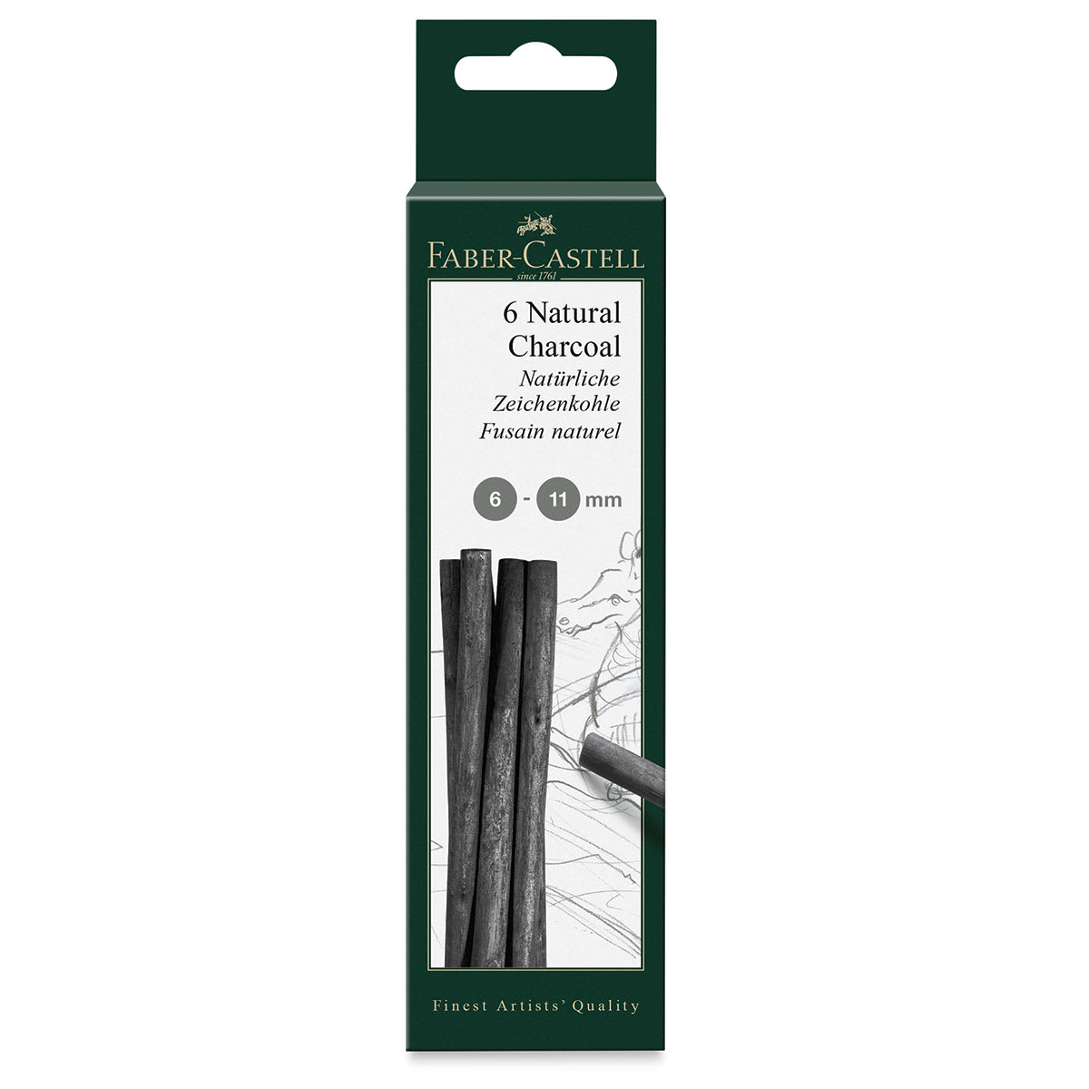 Faber-Castell Pitt Natural Willow Charcoal - Set of 6, 6-11 mm