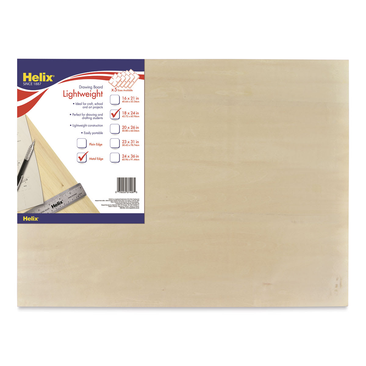 Helix Metal Edge Drawing Board - 18" x 24"5/8"