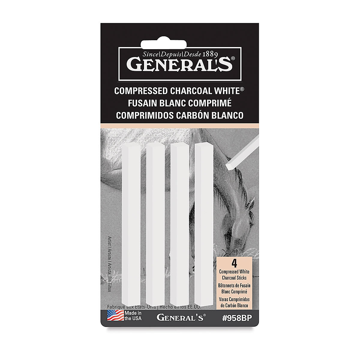 958BP Compressed Charcoal Set - White- 4 Piece