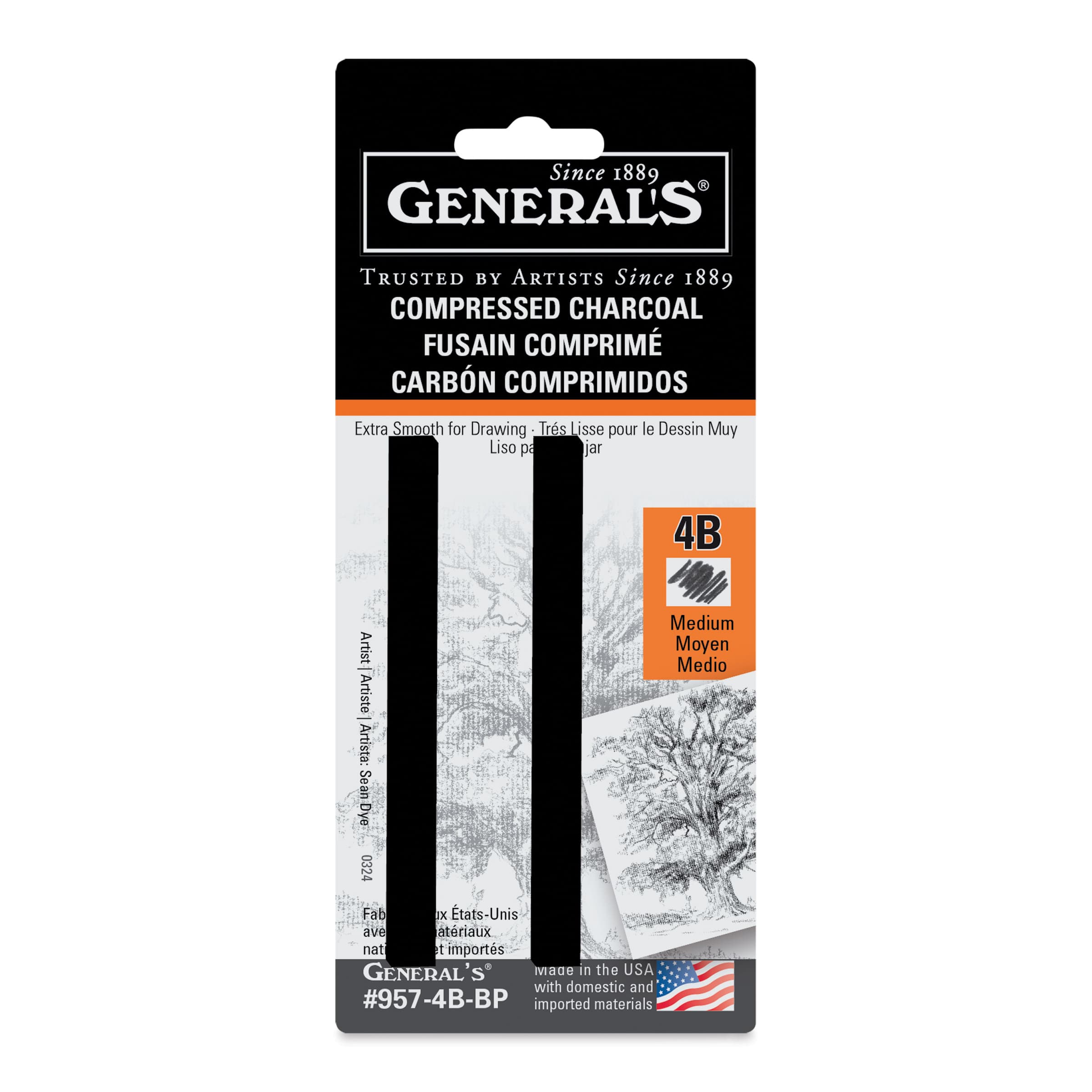 Generals Compressed Charcoal  4B Pkg of 2