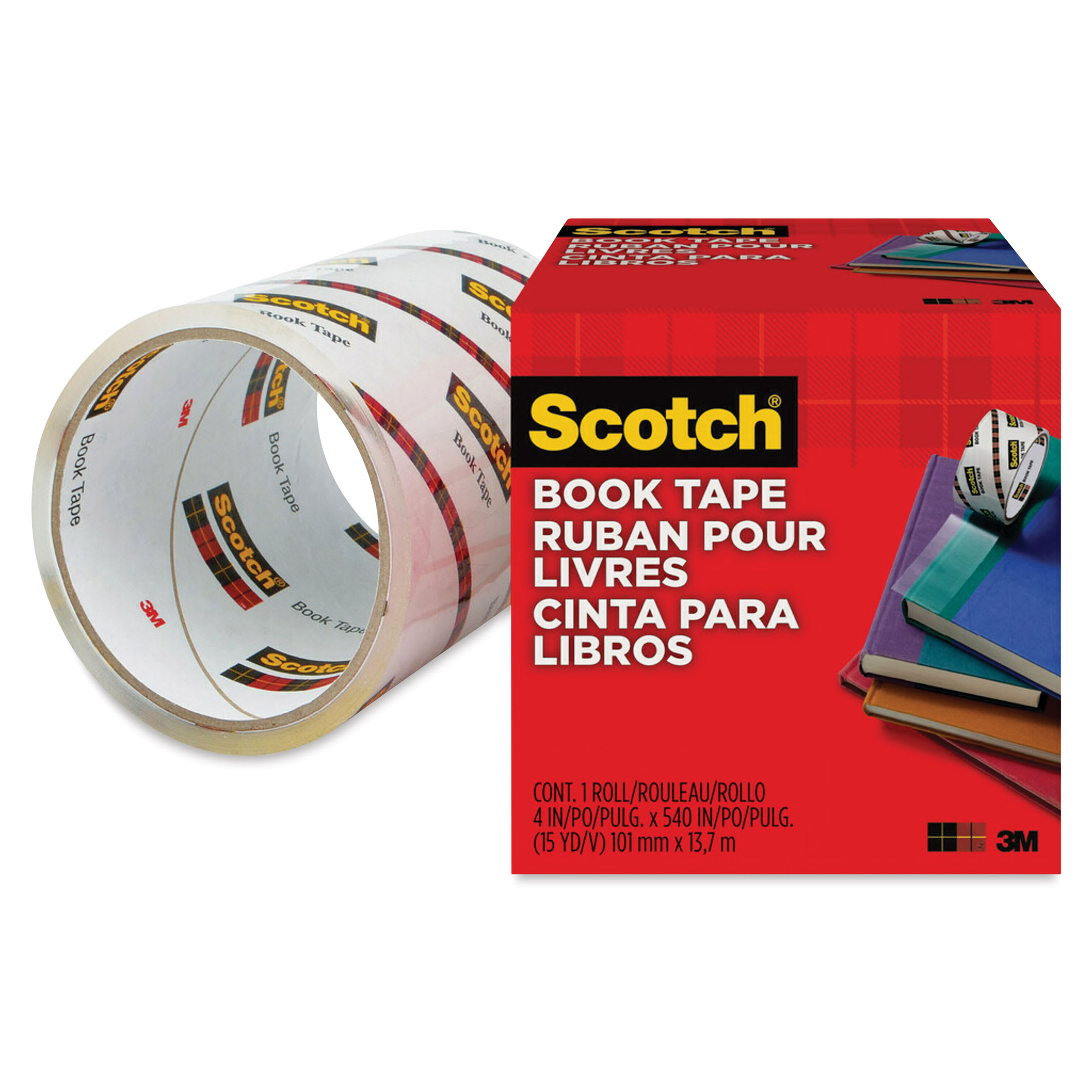 Scotch Book Transparent Clear Tape, 4 x 15 yds, 3 Core, Transparent (8454), Paper | Quill