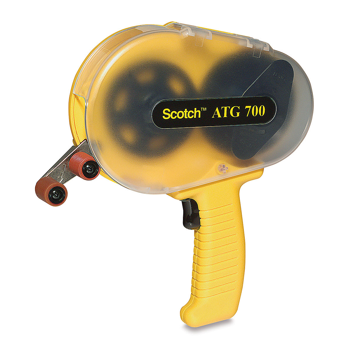 Handheld Tape Dispenser, 3/4 in Max. Tape Width, 1 in Tape Core Dia., Pistol, Metal, Plastic, Yellow