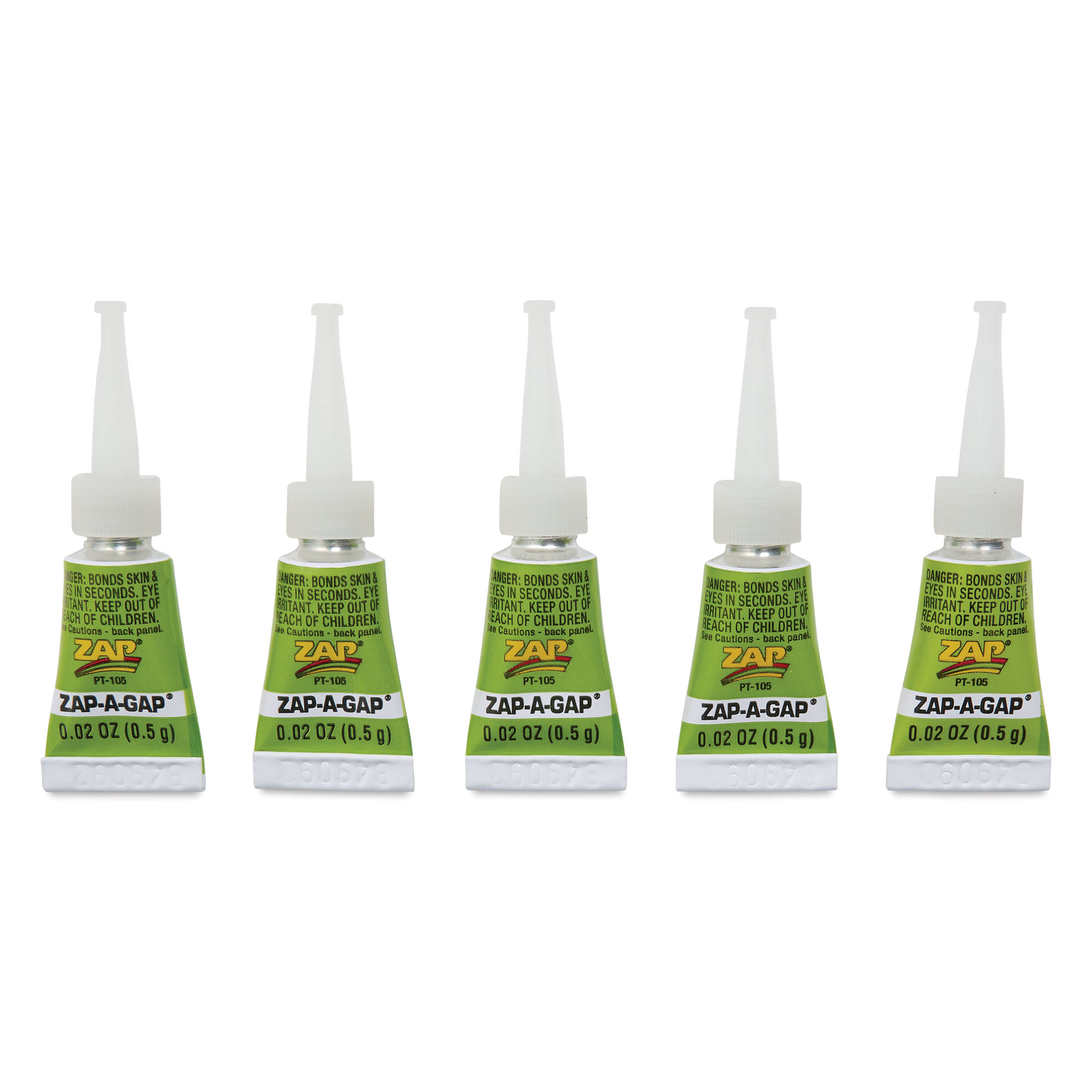 Zap-A-Gap CA+ Adhesive - Single-Use, 0.02 oz, Pkg of 5