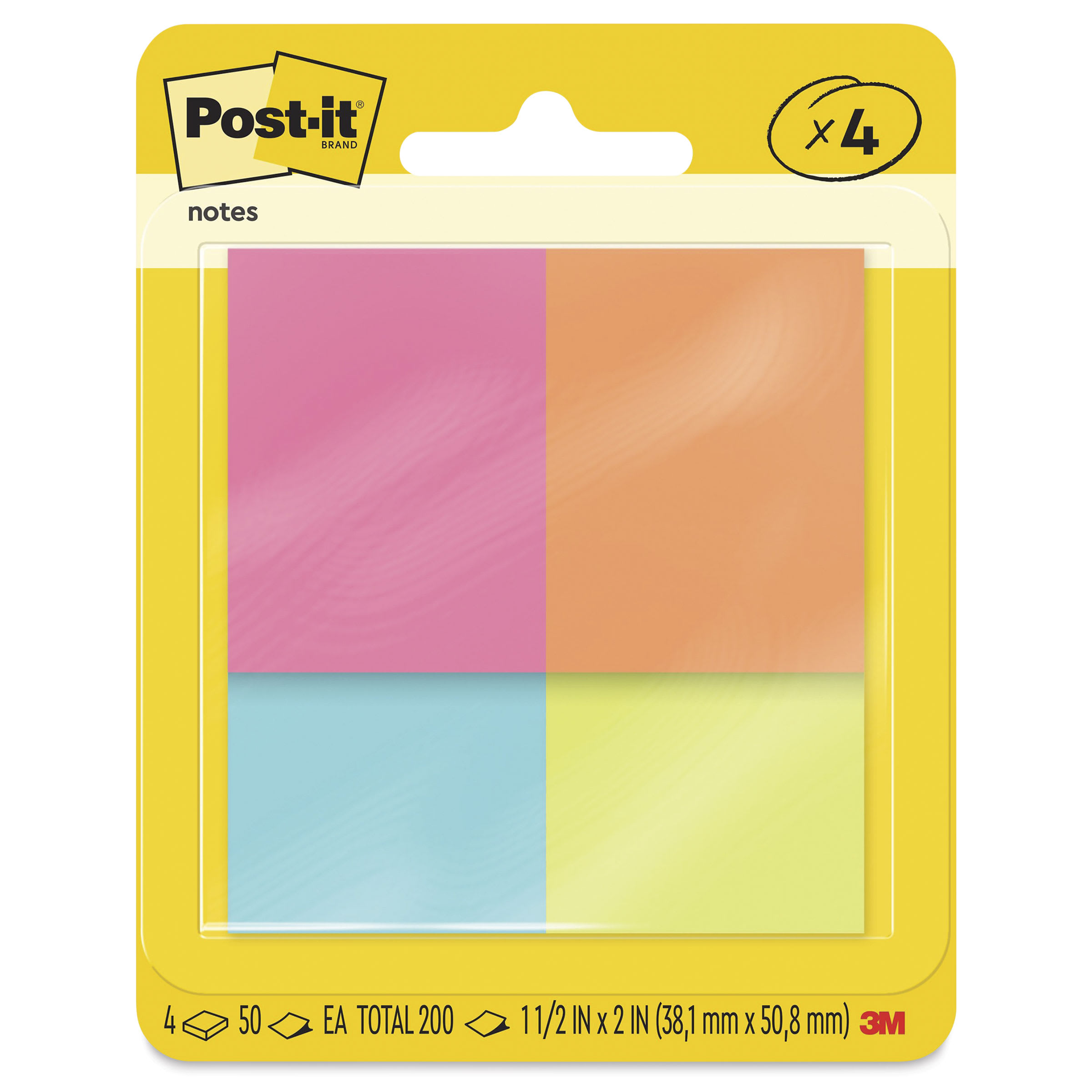 Post-it Notes - Pkg of 4, Poptimistic Collection, 1-1/2" x 2"