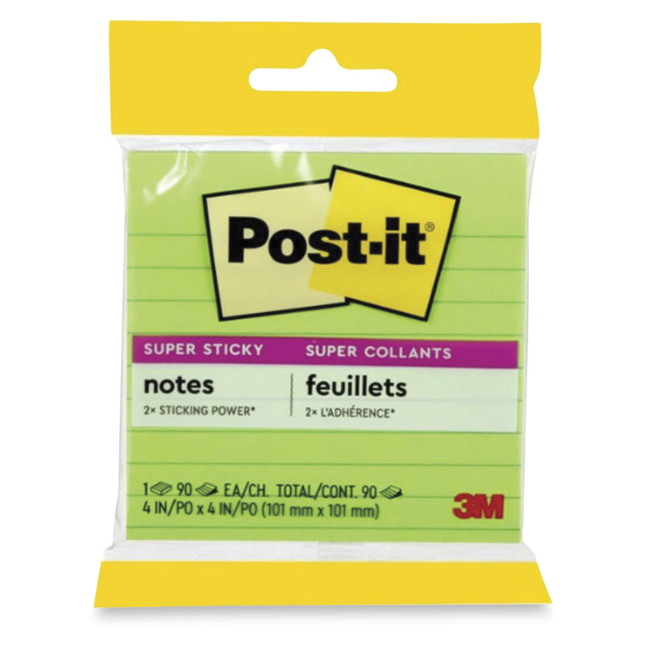 Post-it Super Sticky Notes - Single Pad, 4" x 4", Supernova Neons Collection, Lined