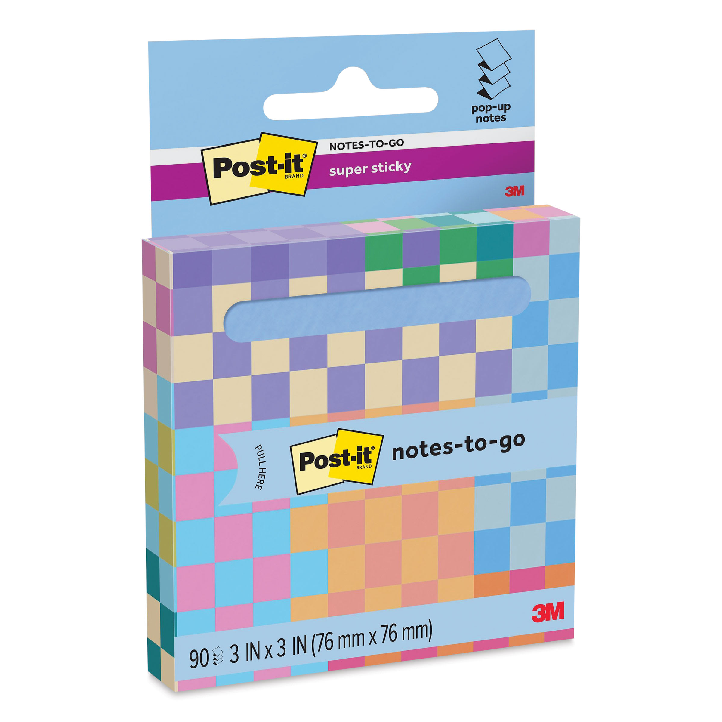 Post-it Super Sticky Notes-to-go Pop-Up Notes - Washed Denim, 3" x 3"