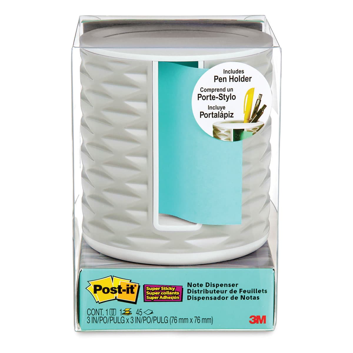 MMMABS330W 3 x 3 in. Sticky note Pop-Up Aqua Notes Vertical Dispenser, Light Gray