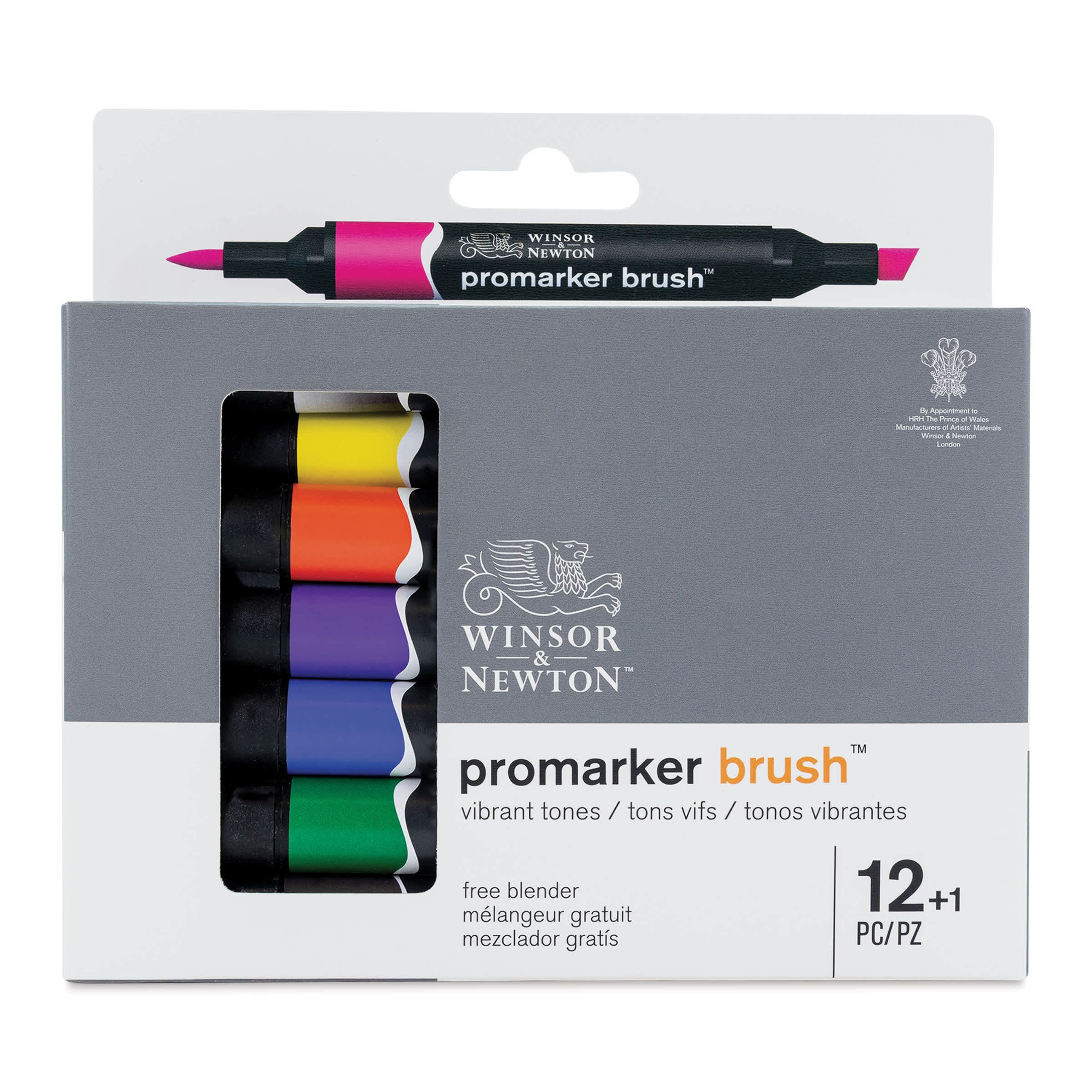 Winsor & Newton Promarker Brush Markers - Set of 12, Vibrant Tones