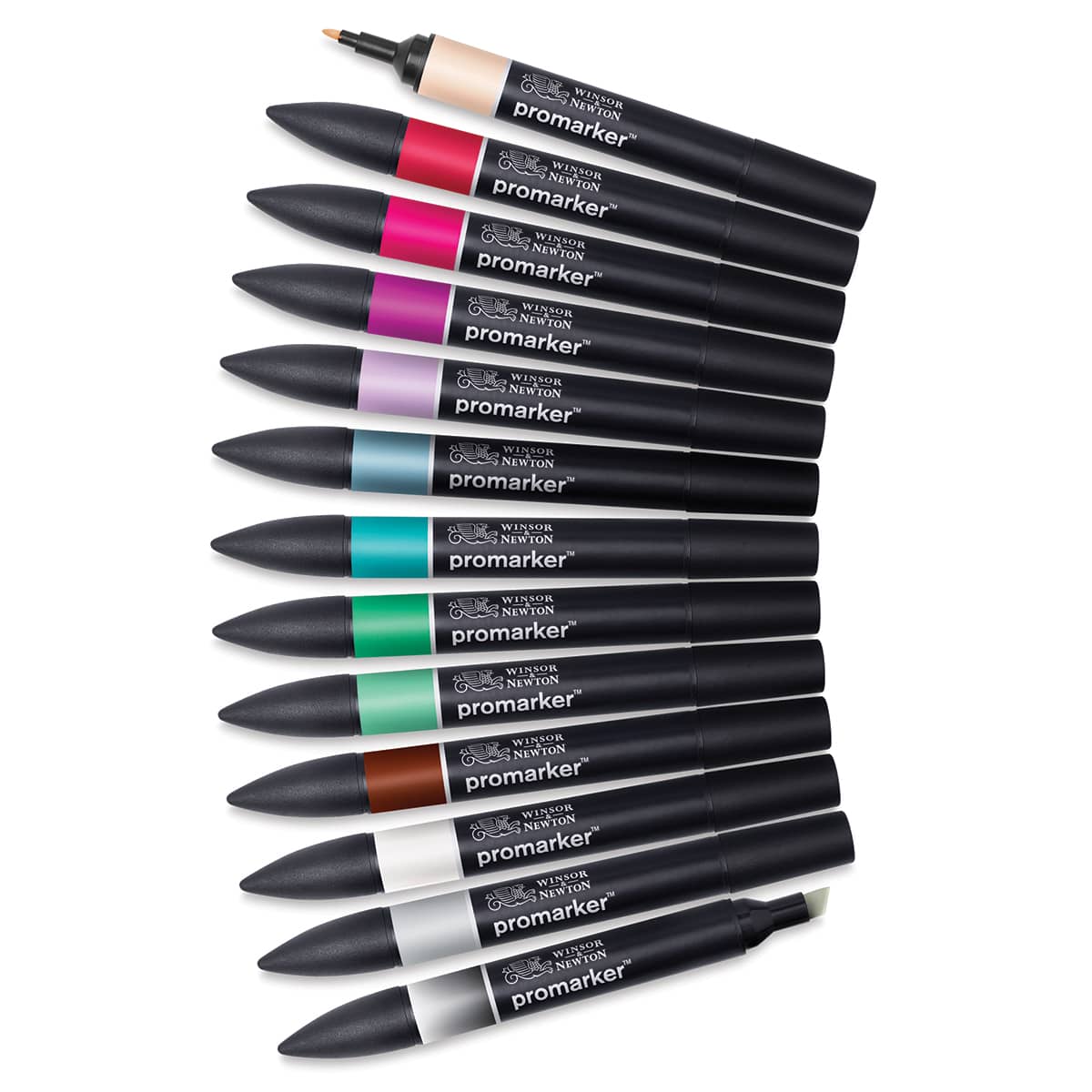 Winsor & Newton Promarker Dual-Tip Alcohol Based Marker, Manga Chibi Colors, 12/Pack (WNX0290141), Grey | Quill