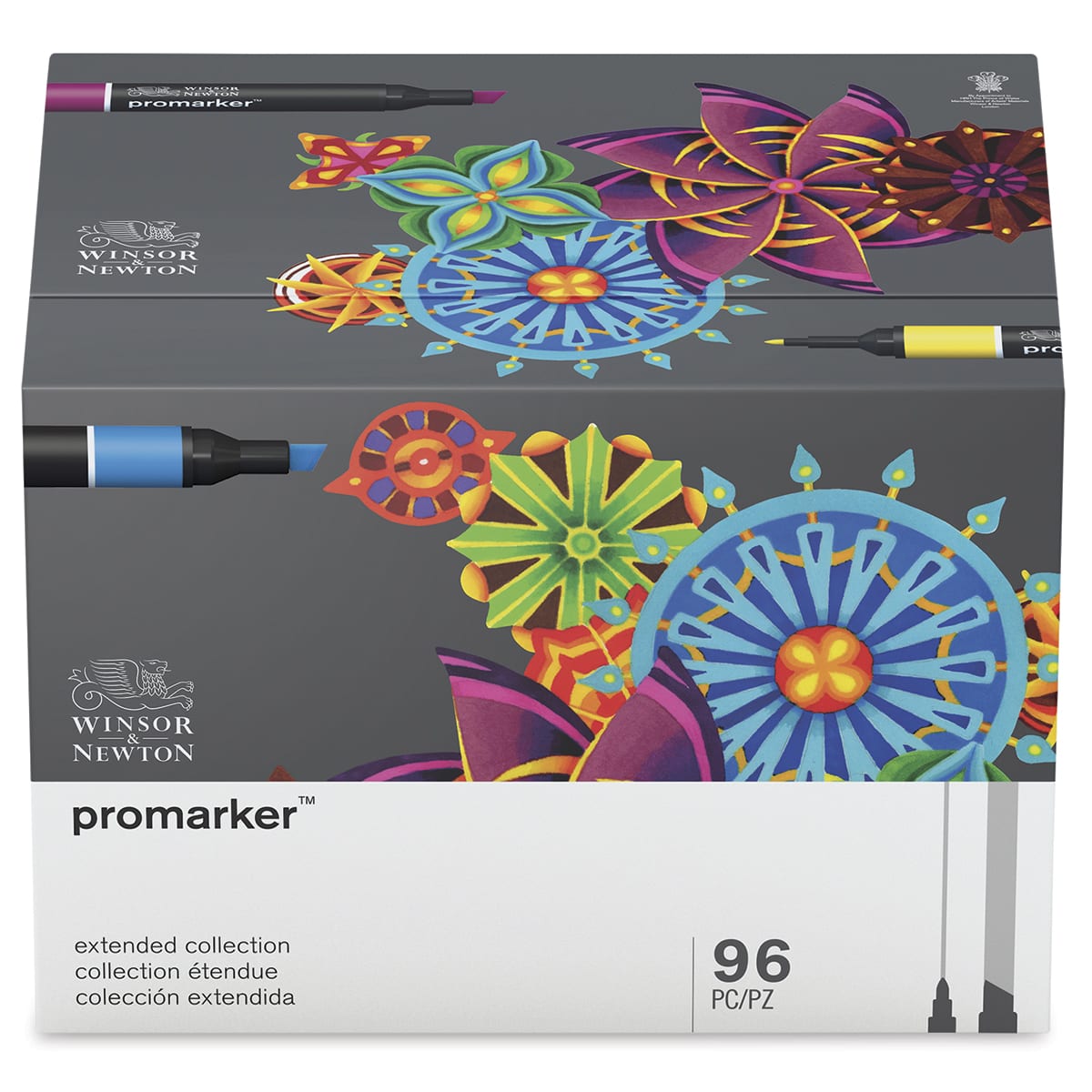 Winsor & Newton Promarker Dual-Tip Alcohol Based Marker, Extended Collection, 96/Pack (WNX0290152), Black | Quill