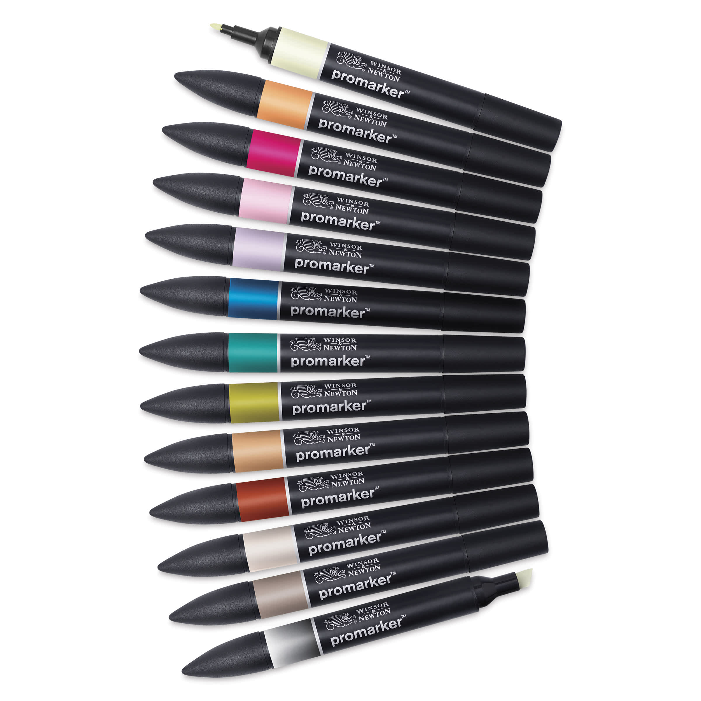 Winsor & Newton Promarker Dual-Tip Alcohol Based Marker, Manga Romance, 12/Pack (WNX0290161), Grey | Quill