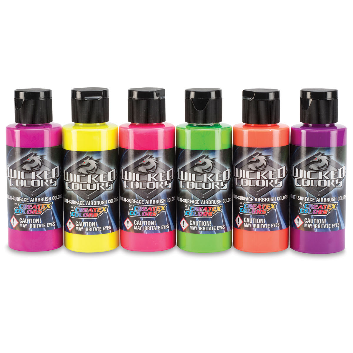 Createx Wicked Colors Airbrush Color - 2 oz, Set of 6, Fluorescent