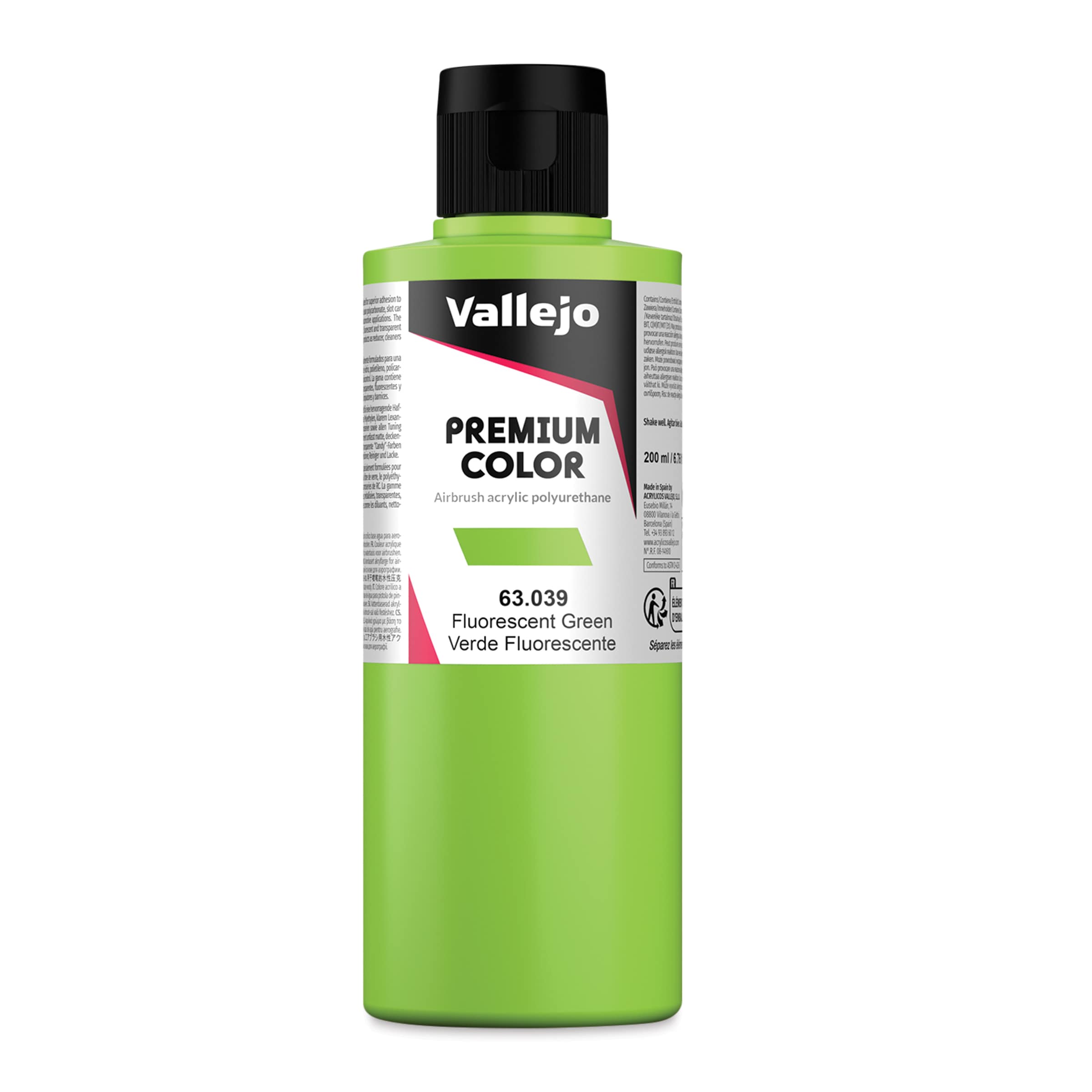 Vallejo Premium Airbrush Colors - 200 ml, Fluorescent Green