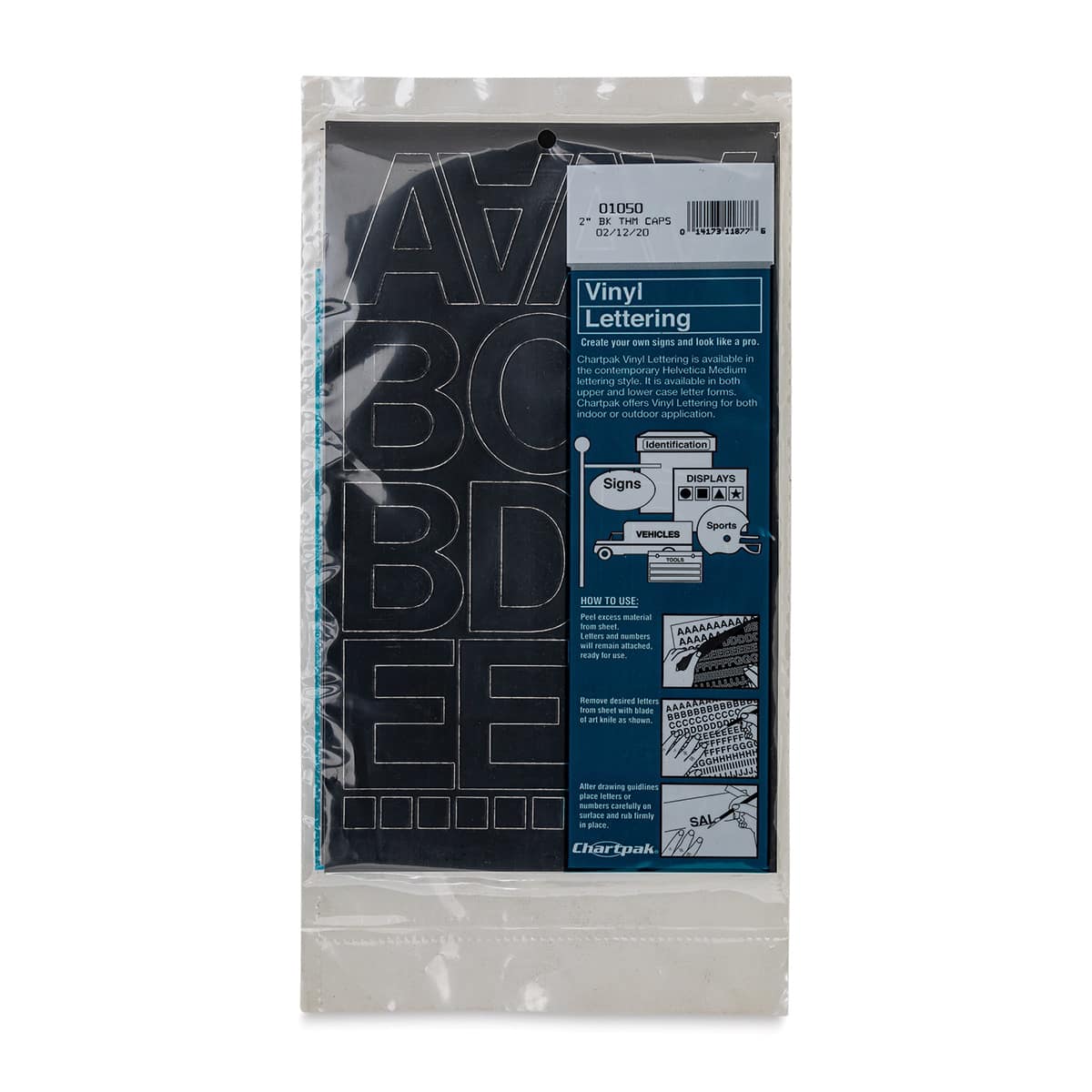 Chartpak Vinyl Letters 2" Capital Letters, Black