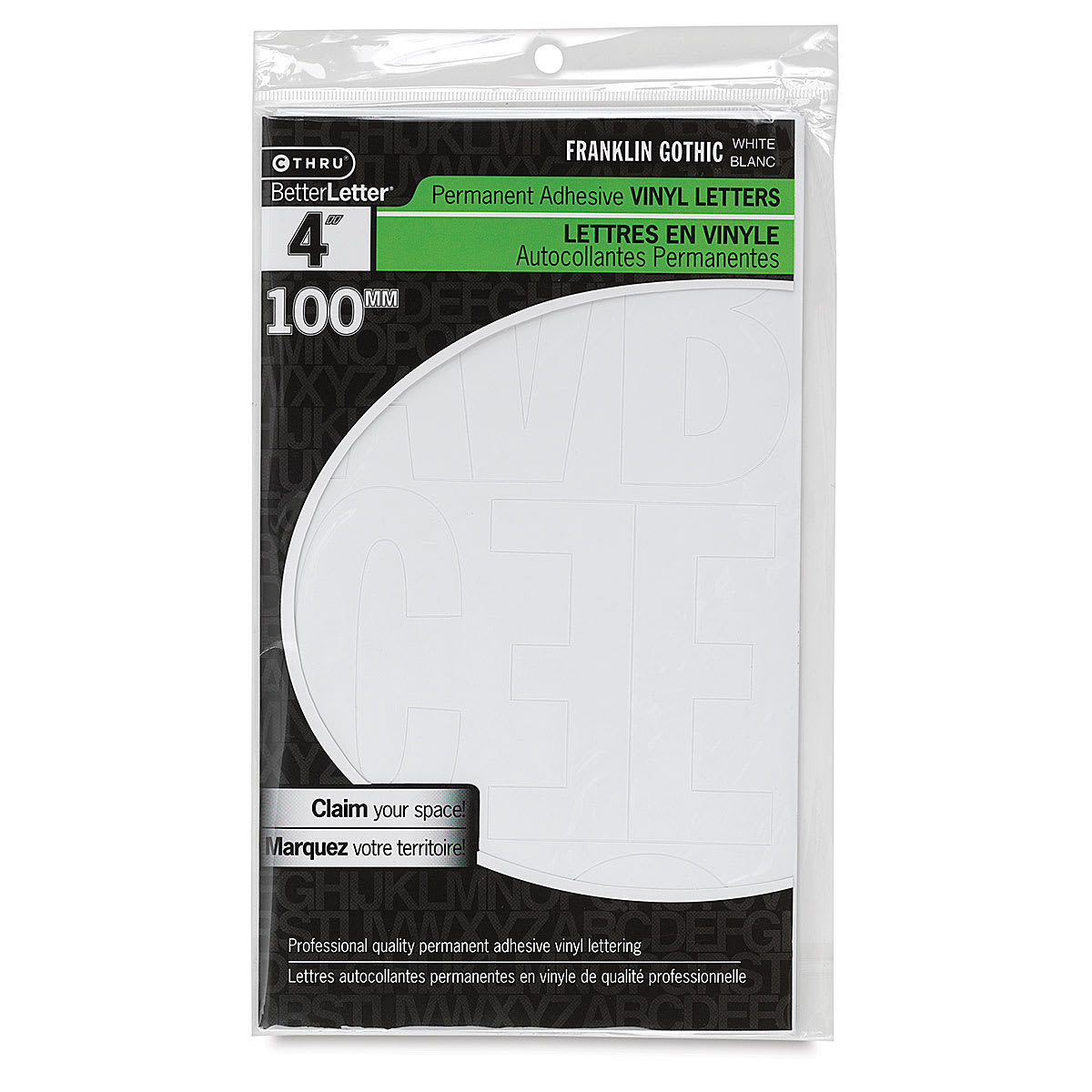 Westcott BetterLetter Self-Adhesive Vinyl Letters  4 Permanent Letters, Franklin Gothic, White