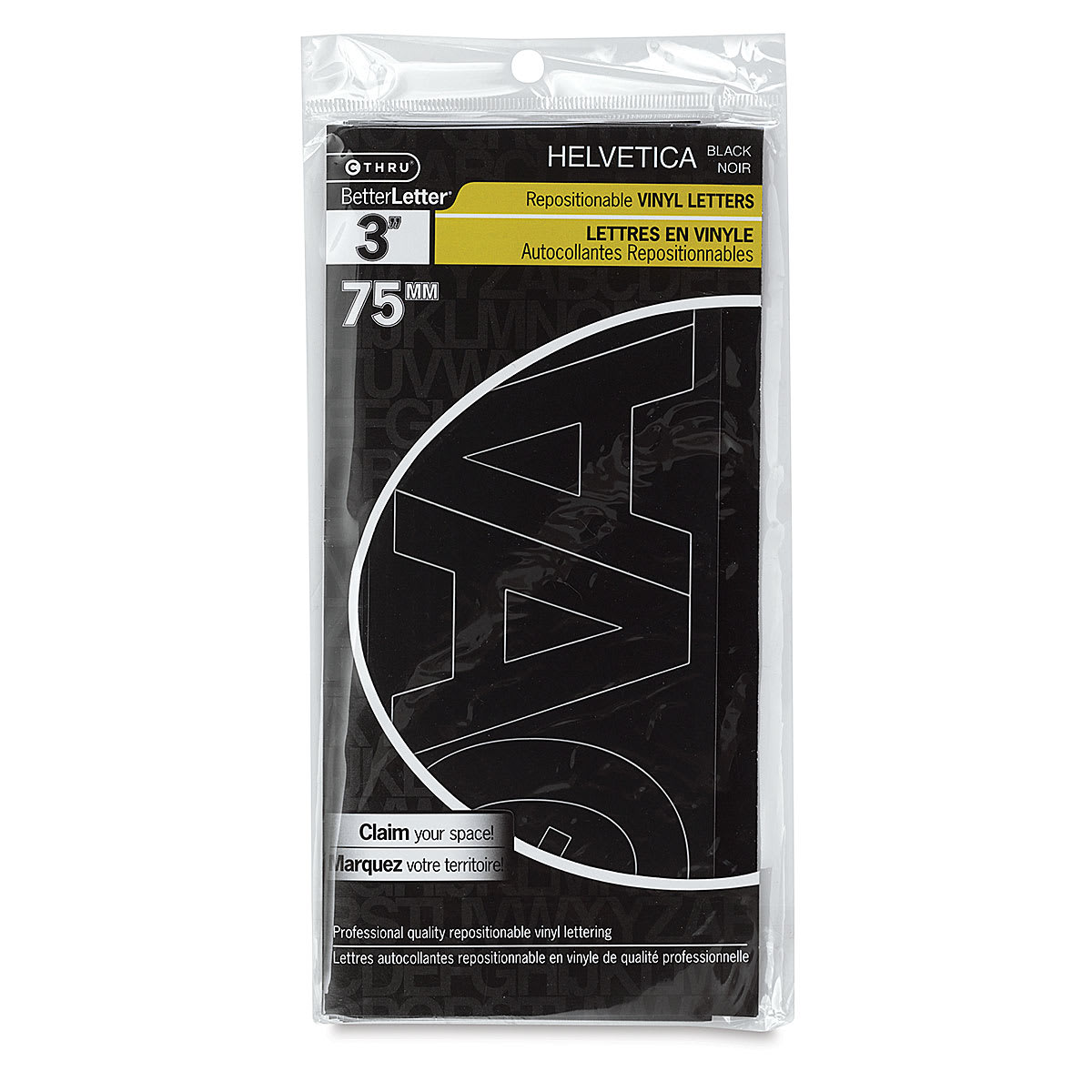 Westcott BetterLetter Self-Adhesive Vinyl Letters  3 Repositionable Letters, Helvetica, Black