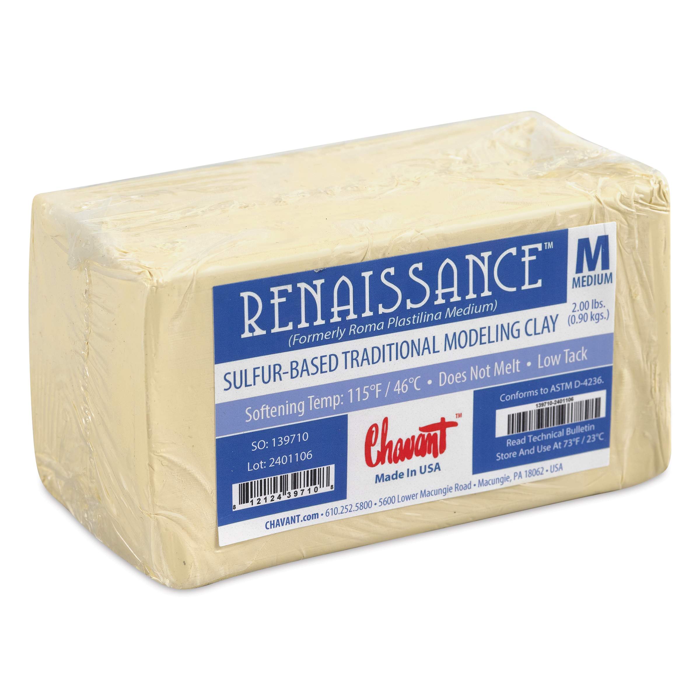 Chavant Renaissance Modeling Clay - 2 lb, White, Medium