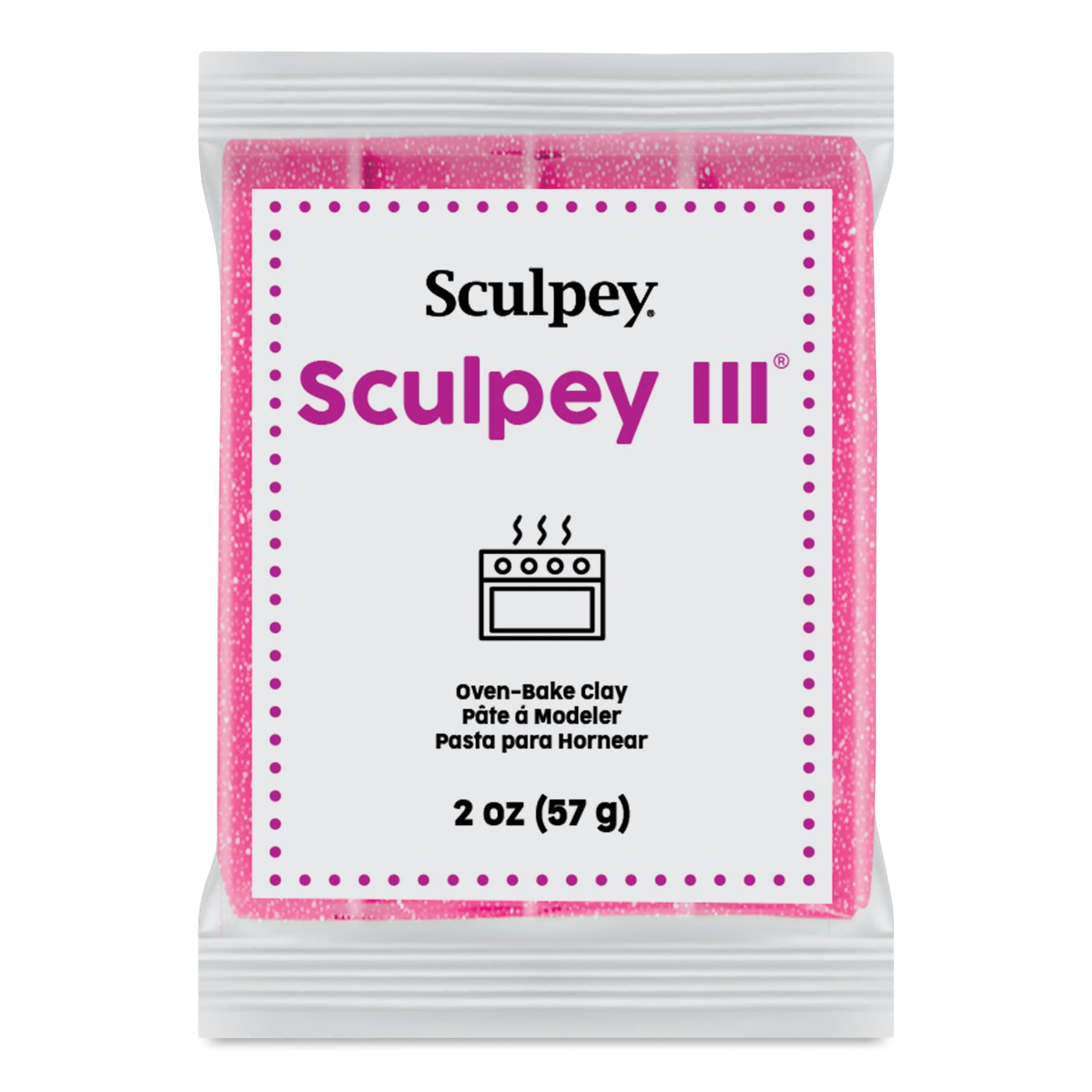 2 oz Sculpey III® Glitter Oven-Bake Clay in Pink Glitter