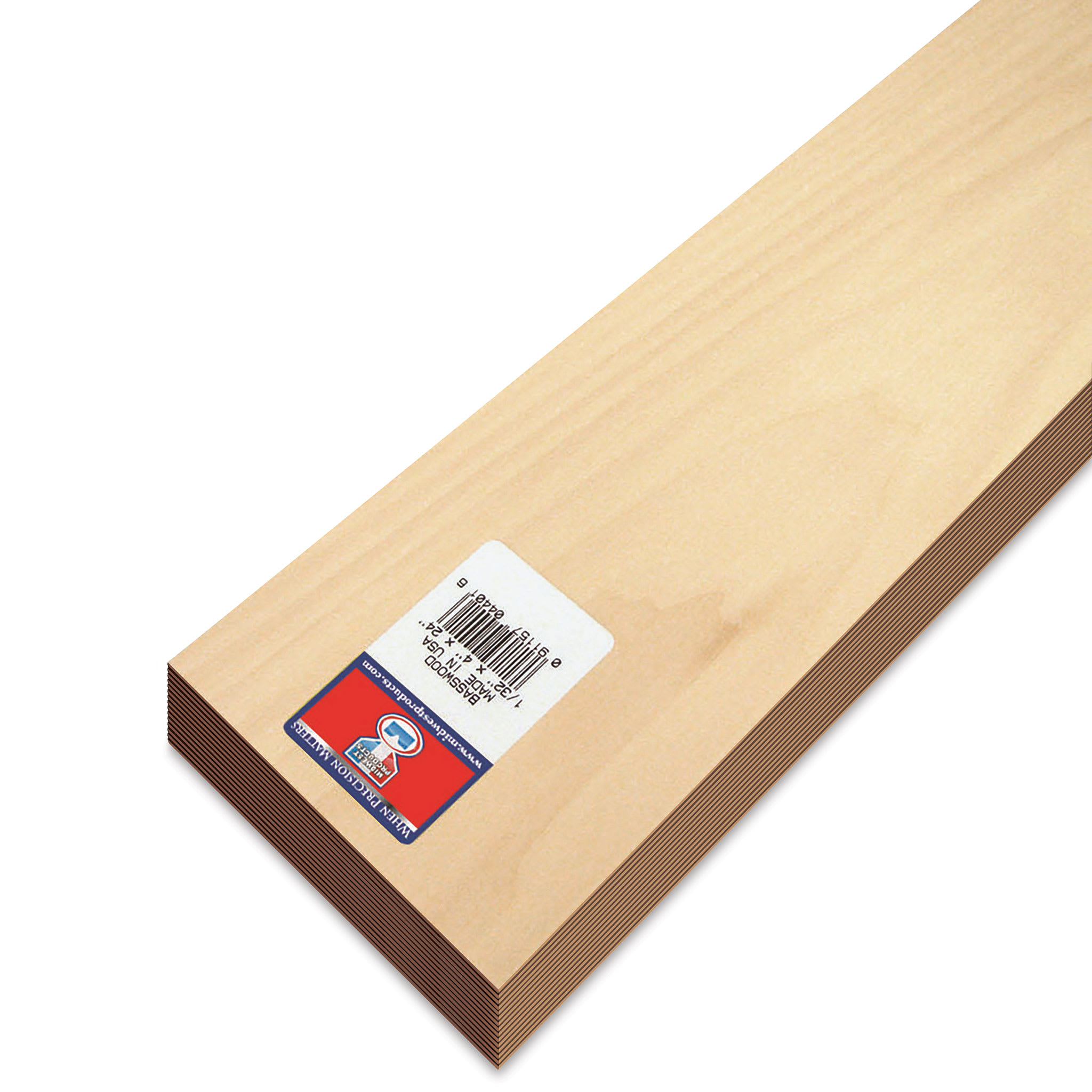 Midwest Products Basswood Sheets - 15 Pieces, 1/32" x 4" x 24"