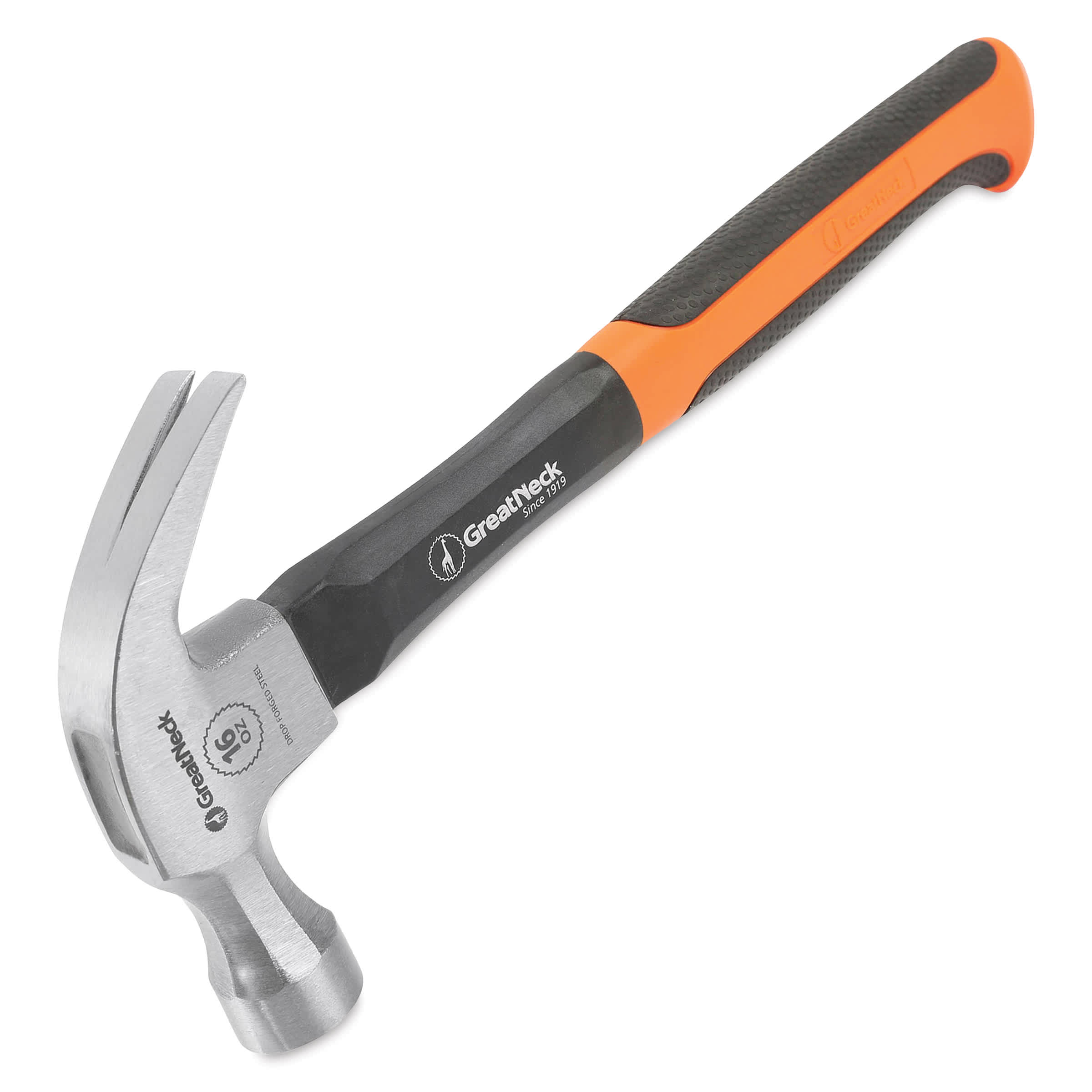 Great Neck 16 oz. Claw Hammer with High-Visibility Orange Fiberglass Handle - HG16C