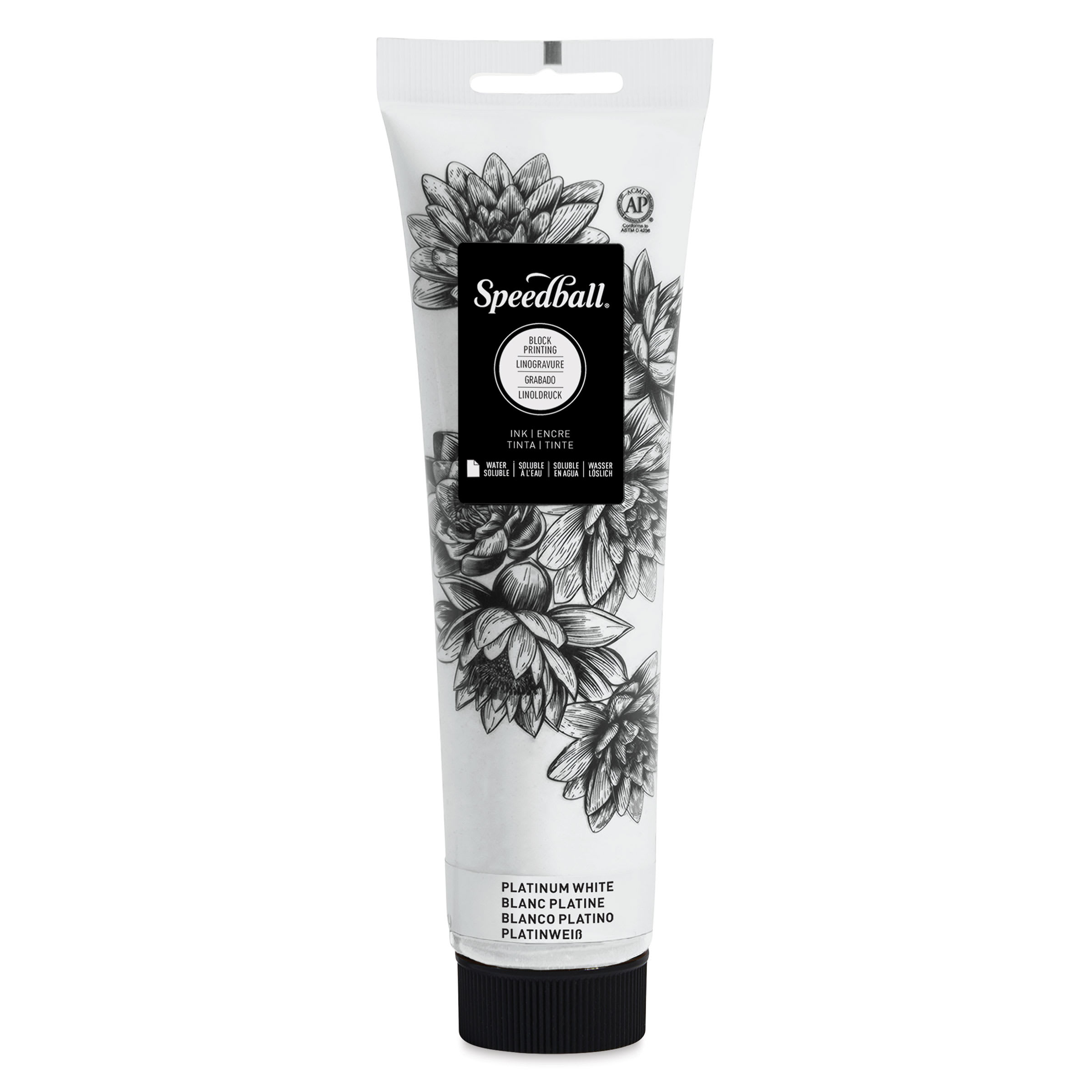 Speedball Water-Soluble Block Printing Ink - Platinum White (Metallic), 5 oz