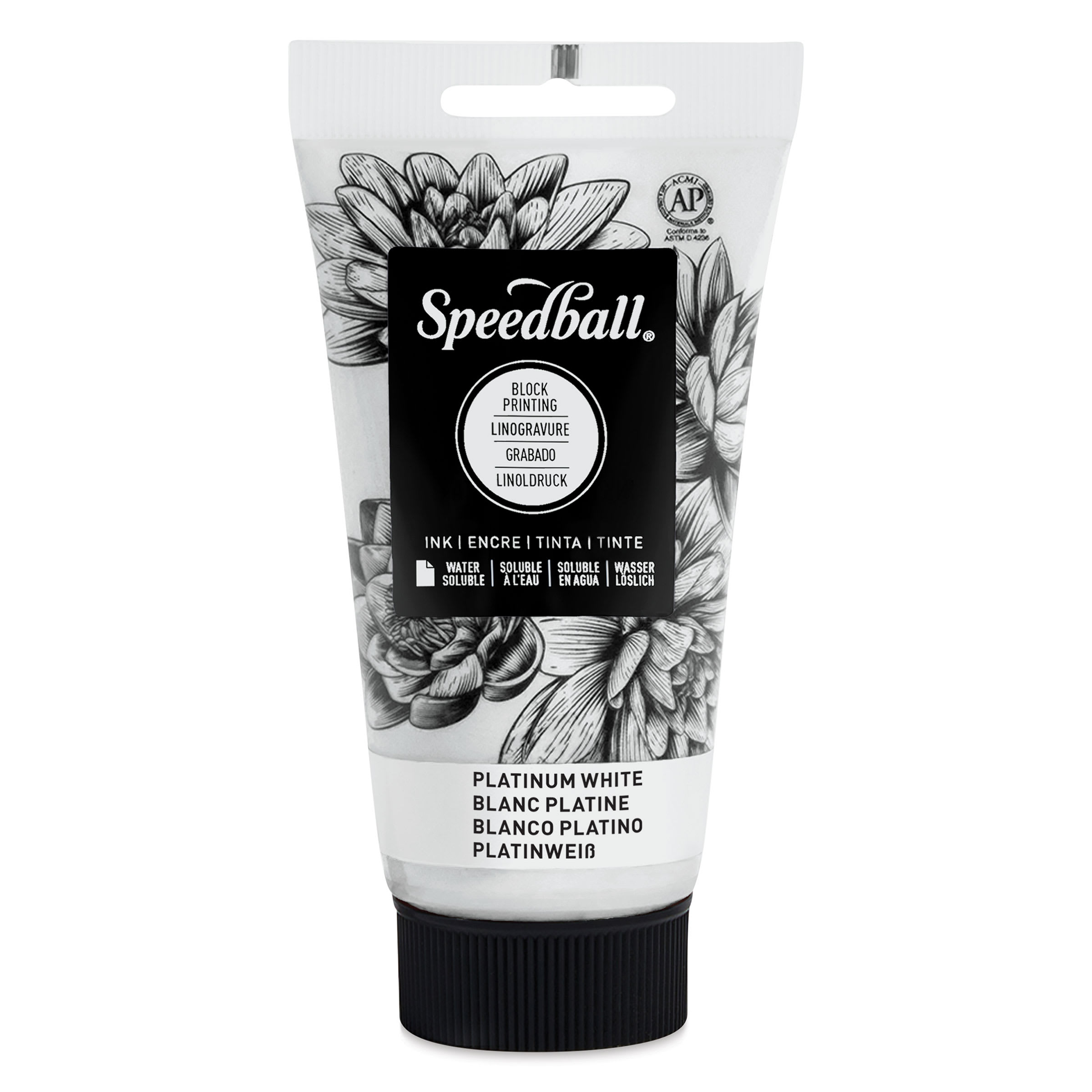 Speedball Water-Soluble Block Printing Ink - Platinum White (Metallic), 2.5 oz