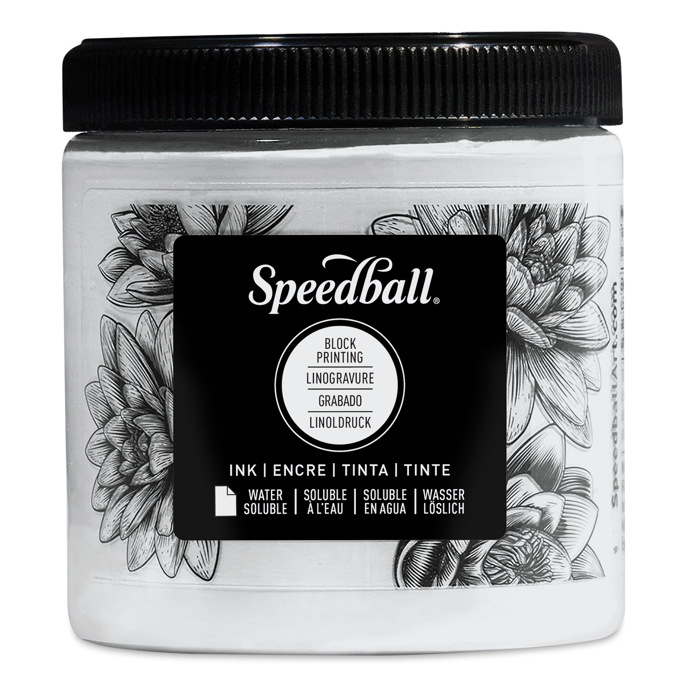 Speedball Water-Soluble Block Printing Ink - Platinum White (Metallic), 8 oz