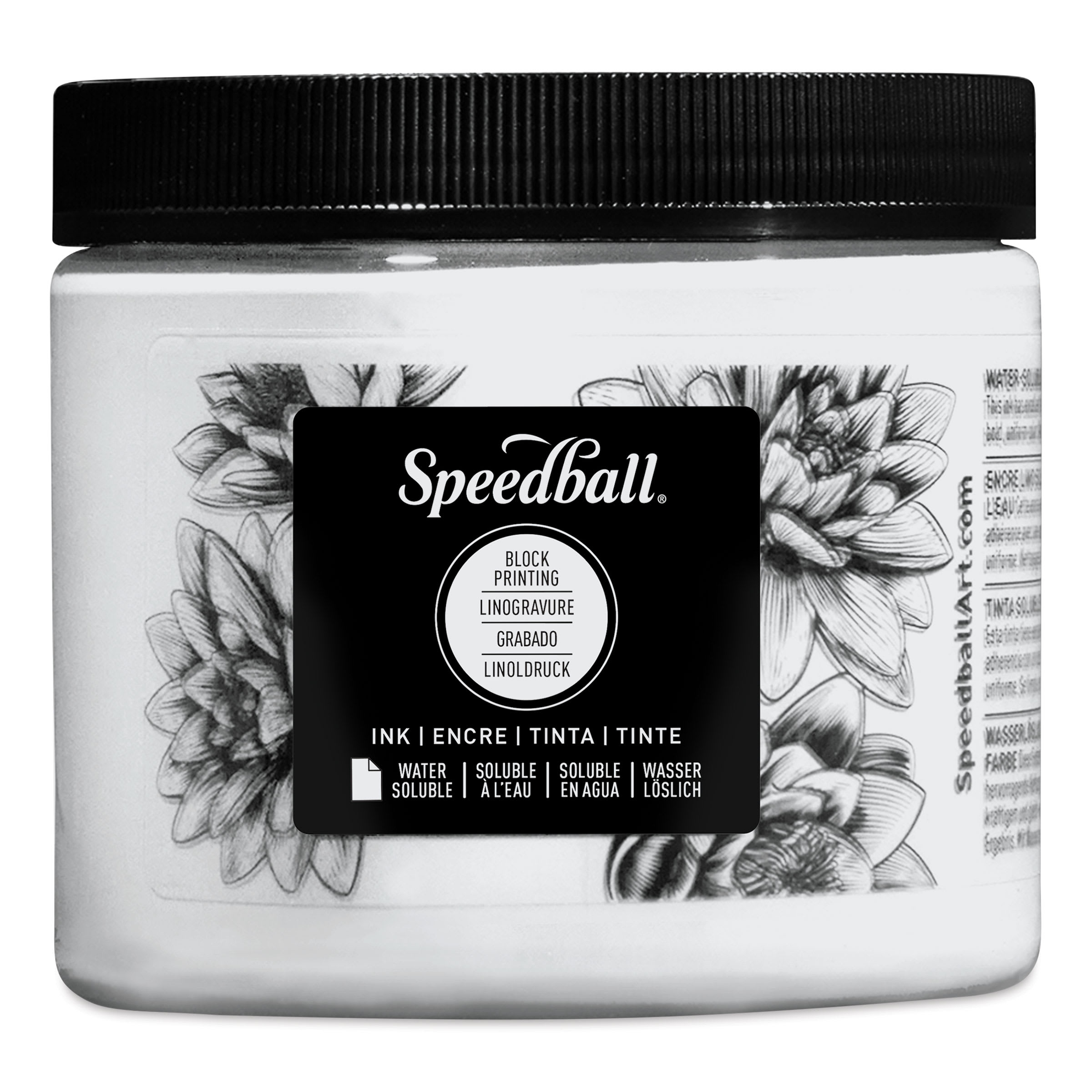 Art Products 410841 16 oz Non-Toxic Water Soluble Block Printing Ink Jar, White