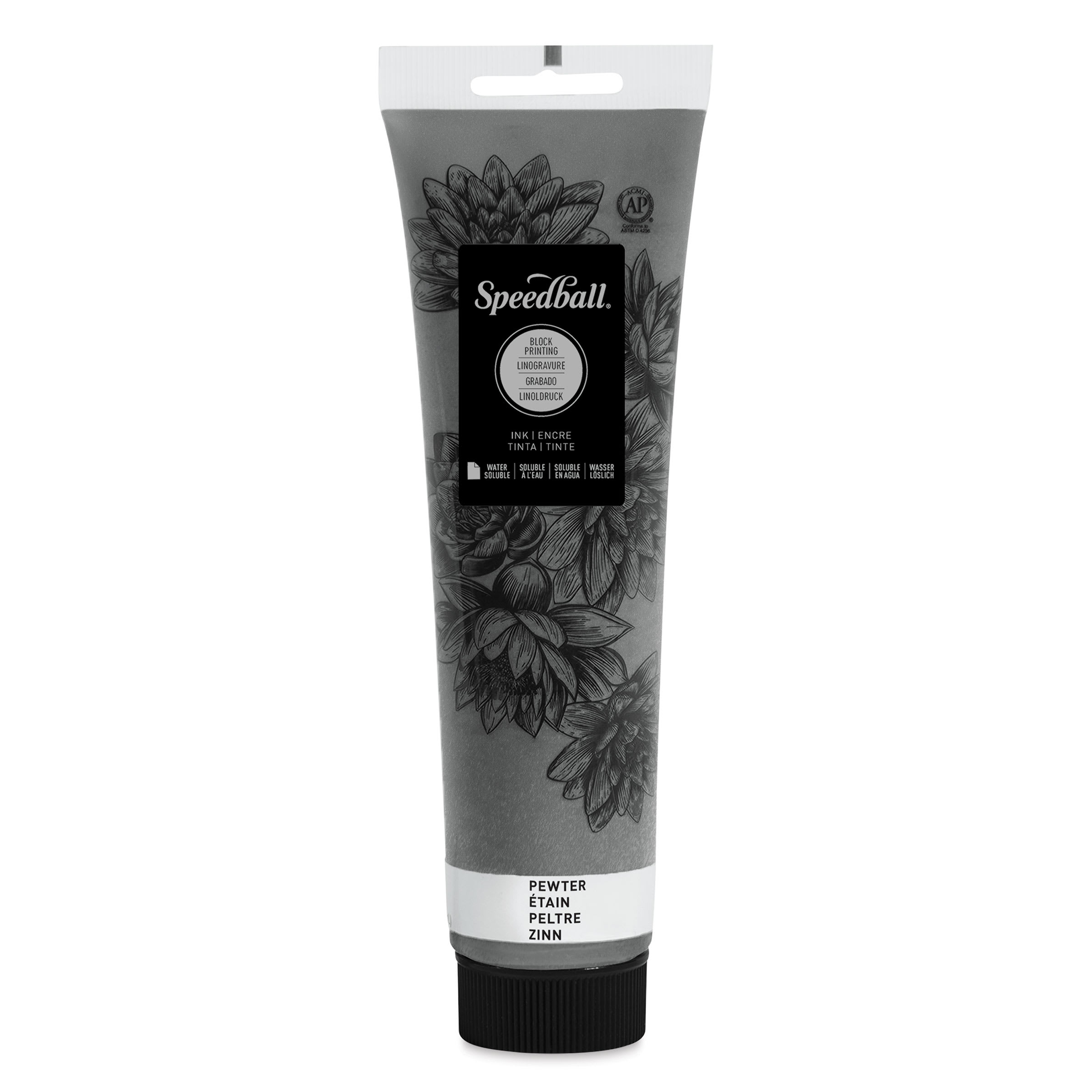Speedball Water-Soluble Block Printing Ink - Pewter (Metallic), 5 oz