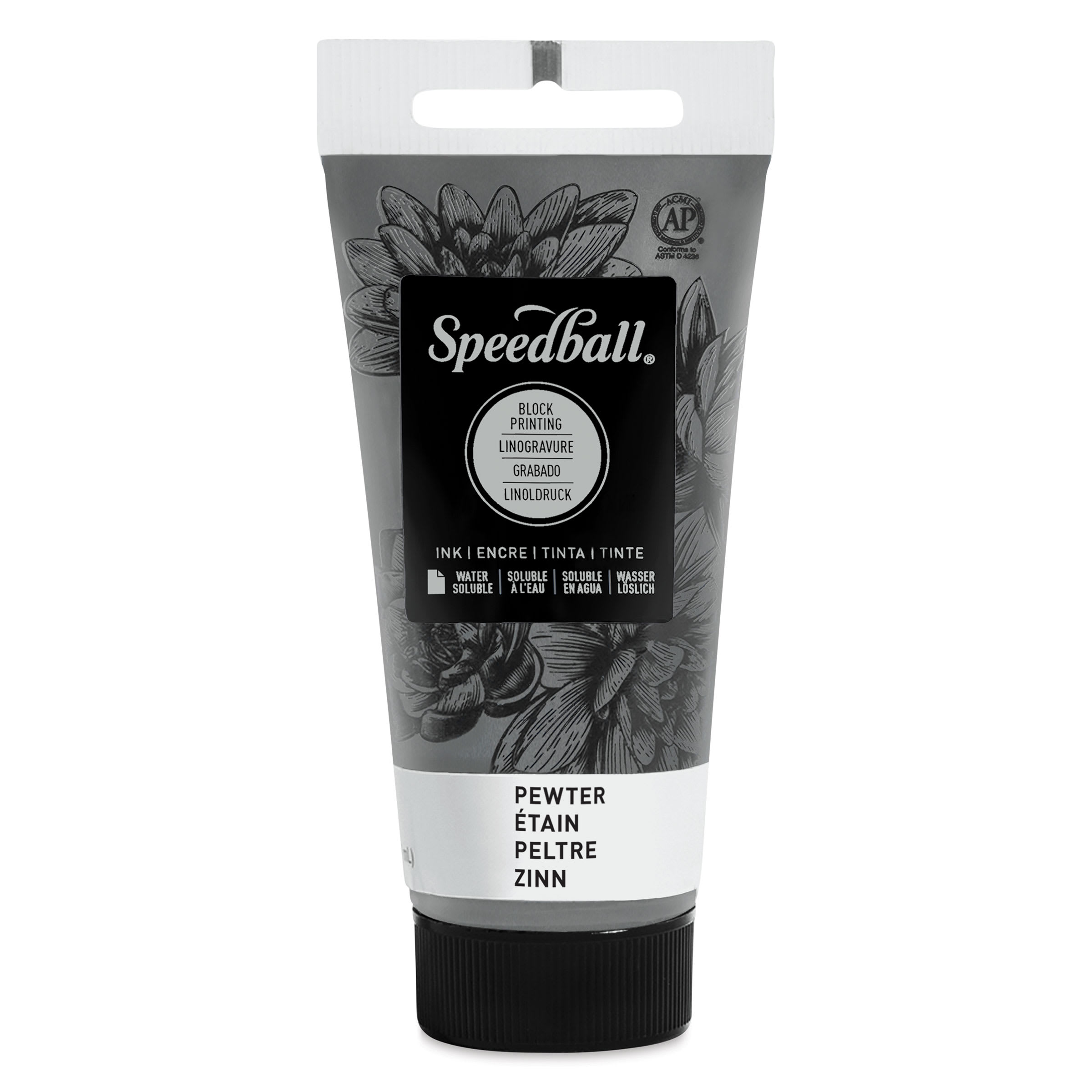 Speedball Water-Soluble Block Printing Ink - Pewter (Metallic), 1.25 oz