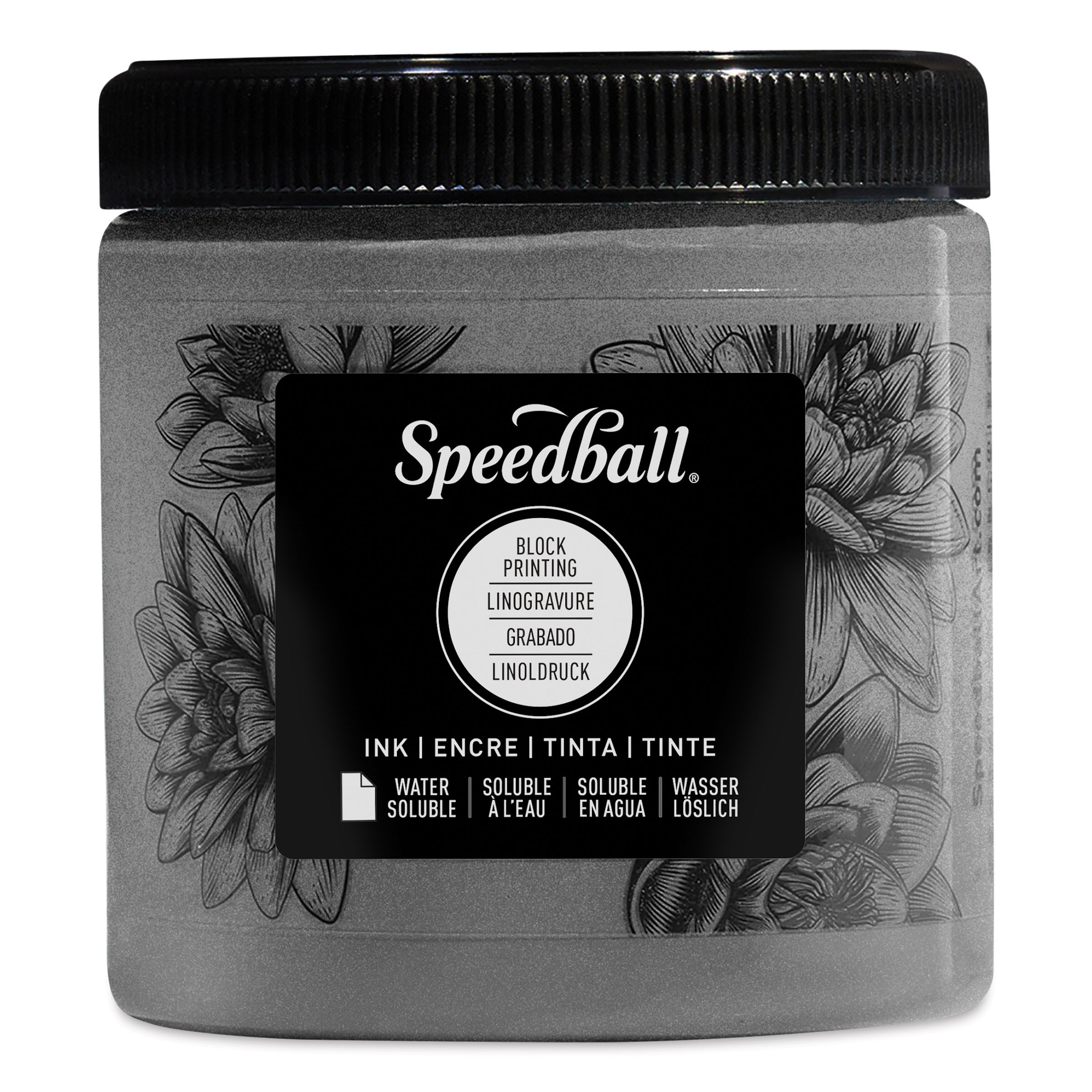 Speedball Water-Soluble Block Printing Ink - Pewter (Metallic), 8 oz