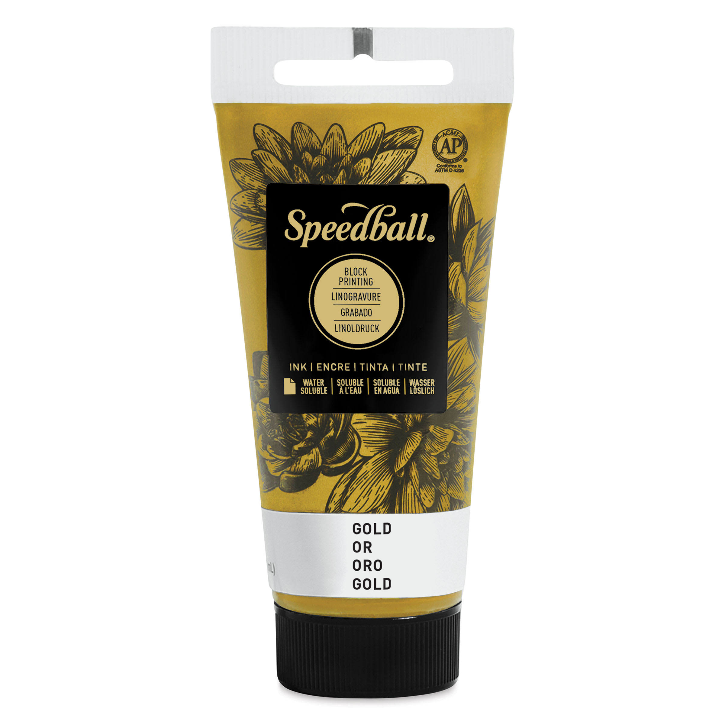 Speedball Water-Soluble Block Printing Ink - Gold (Metallic), 1.25 oz