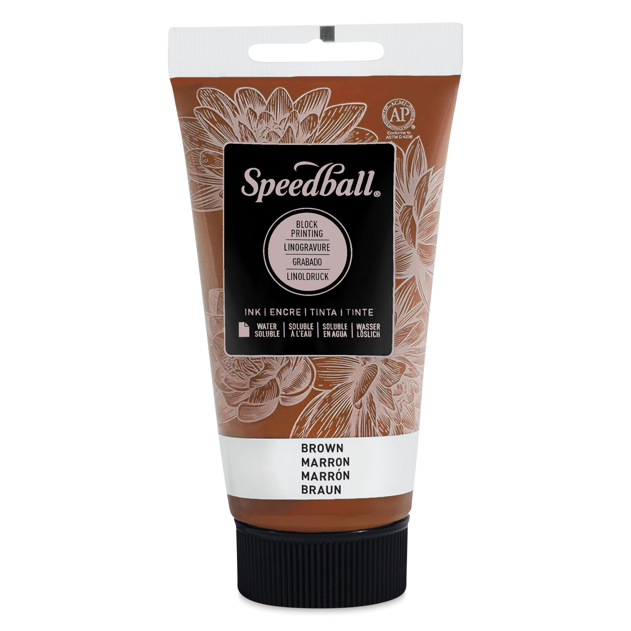 Speedball Water-Soluble Block Printing Ink - Brown, 2.5 oz