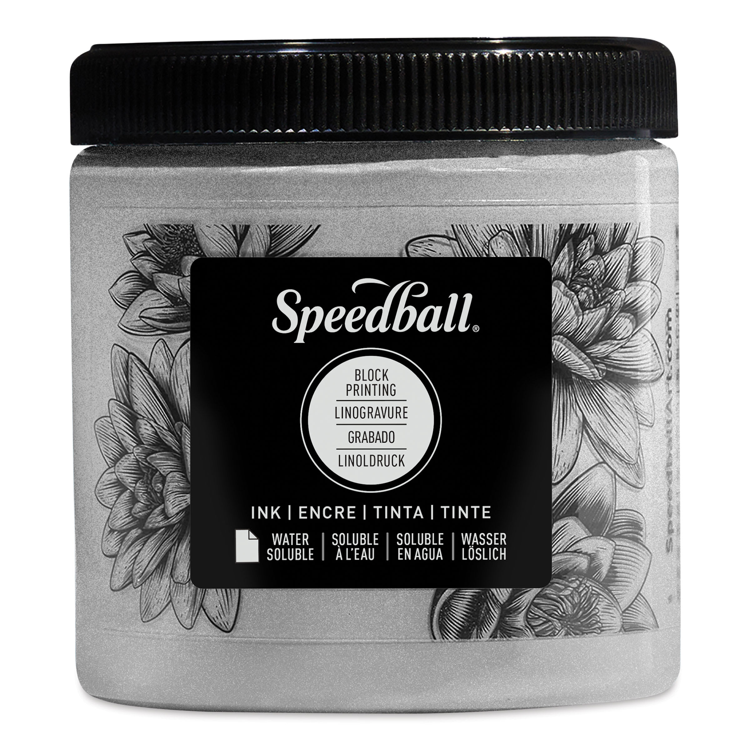 Speedball Water-Soluble Block Printing Ink - Silver (Metallic), 8 oz