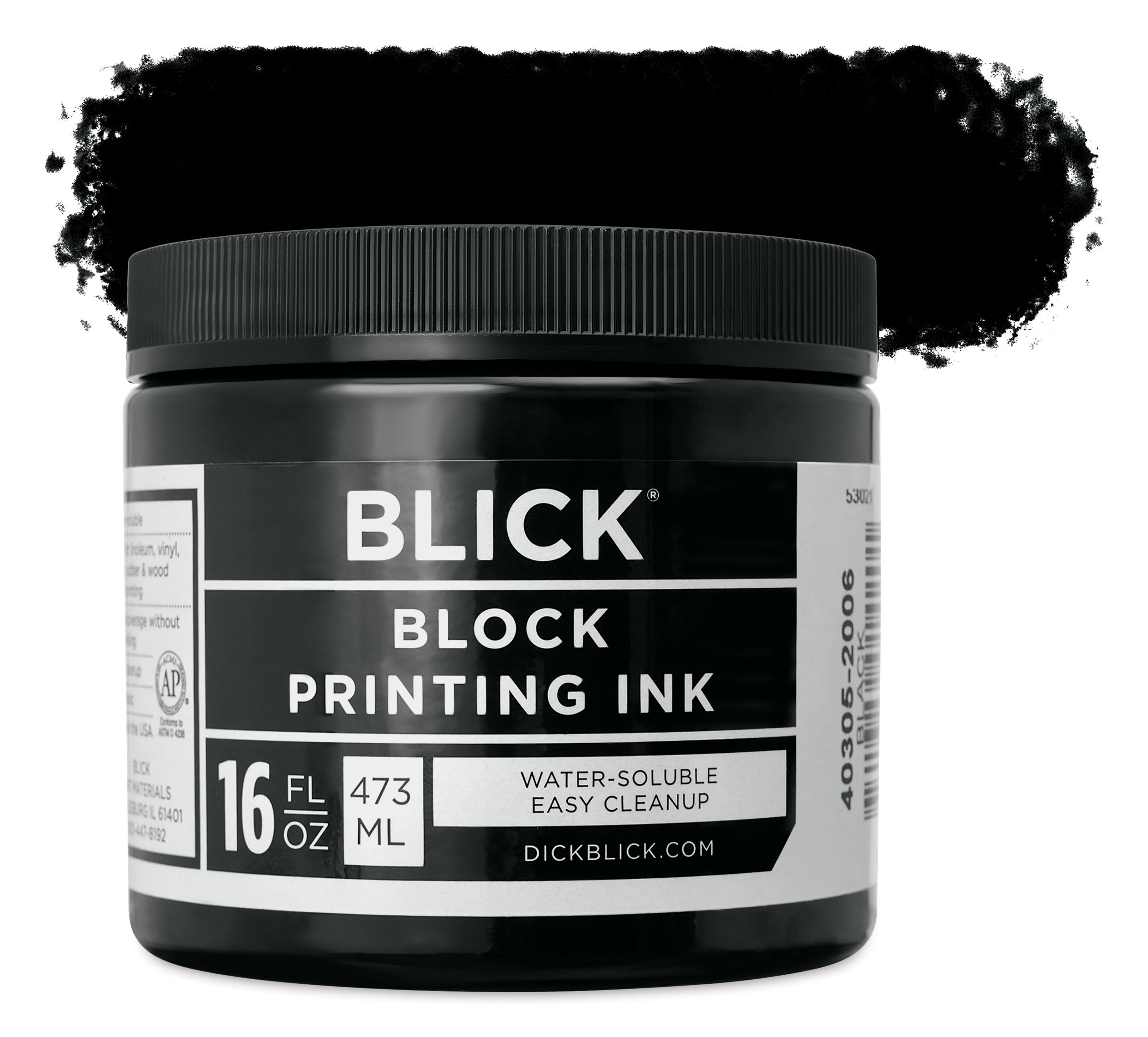 Blick Water-Soluble Block Printing Ink - Black, 16 oz Jar