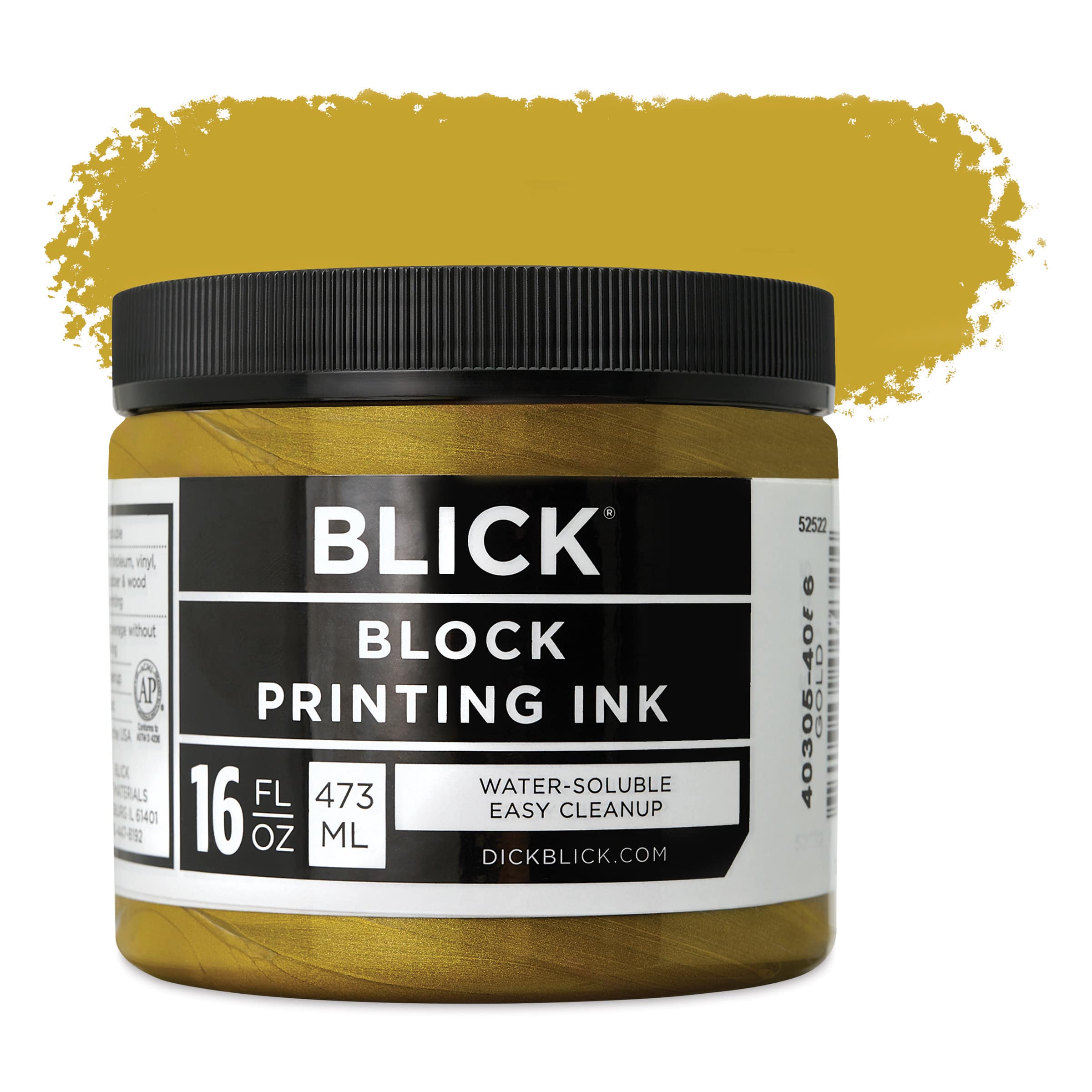 Blick Water-Soluble Block Printing Ink - Gold, 16 oz Jar