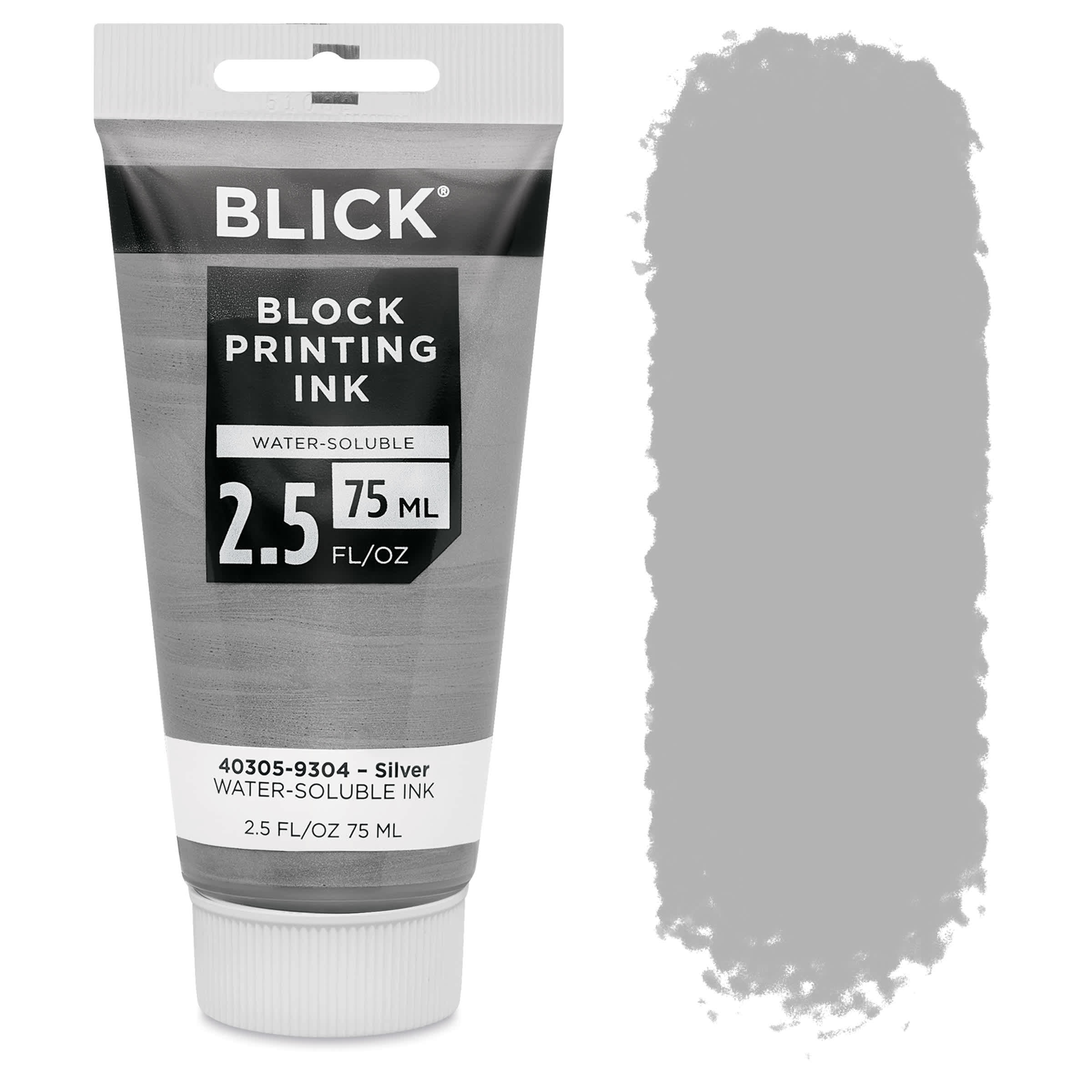 Blick Water-Soluble Block Printing Ink - Silver, 2.5 oz Tube